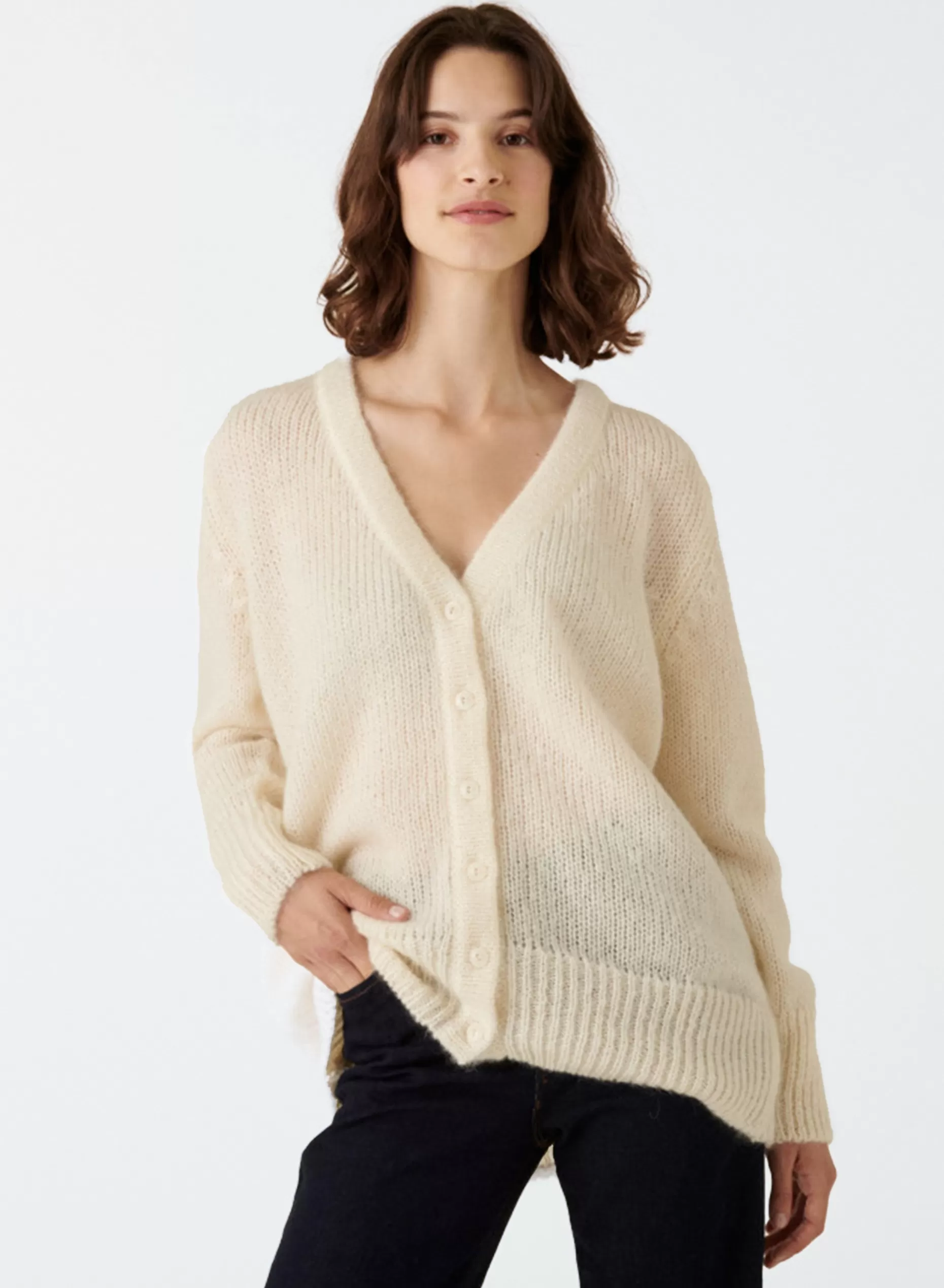 Maison Montagut Cardigan Boutonne Col V En Mohair - Anais>Femme Vestes Et Gilets