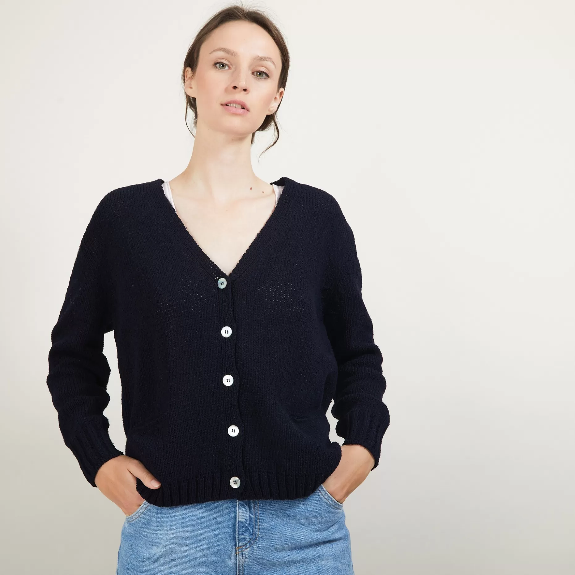 Maison Montagut Cardigan Col V En Laine Et Soie - Bilan>Femme Pulls