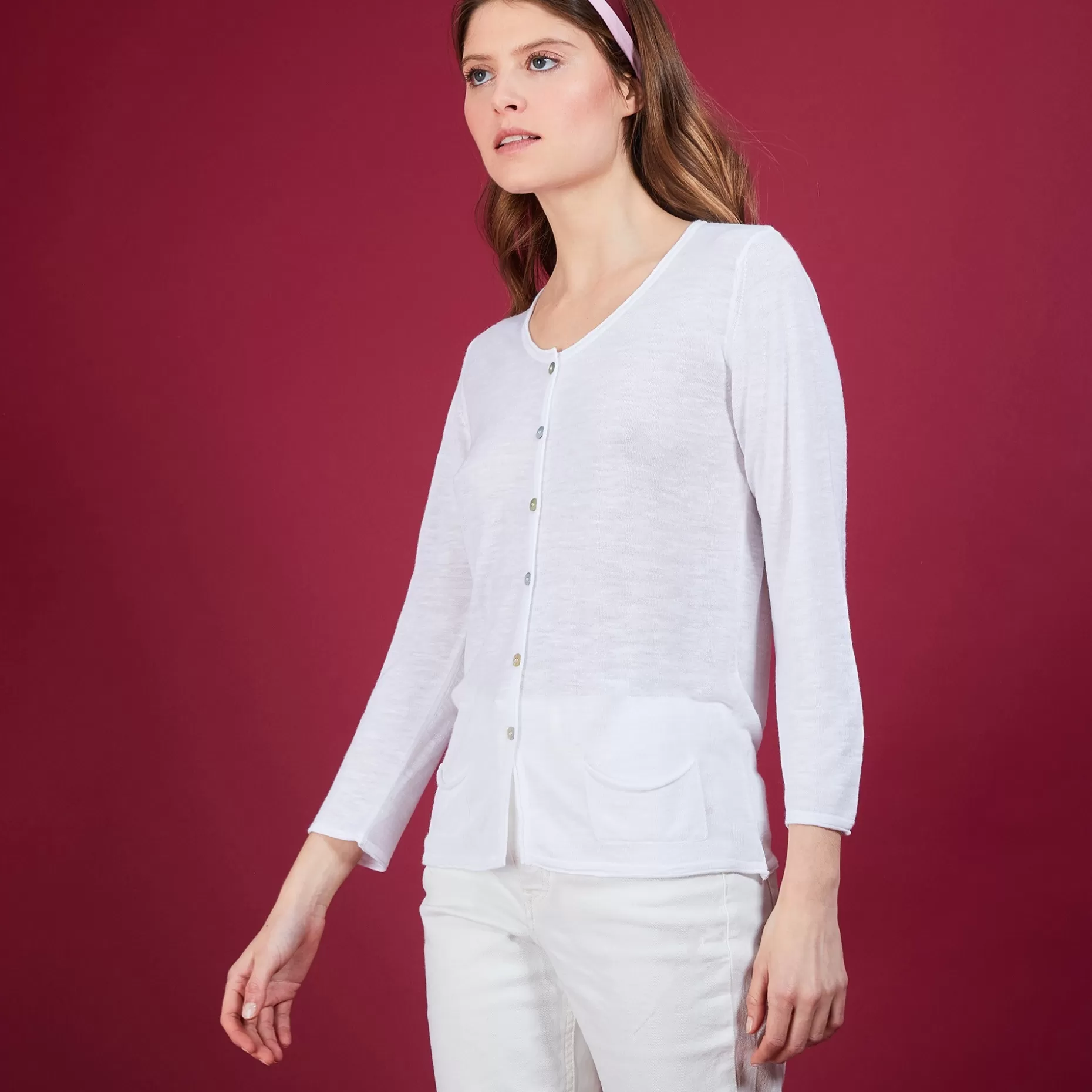 Maison Montagut Cardigan En Lin Flamme - Bao>Femme Vestes Et Gilets