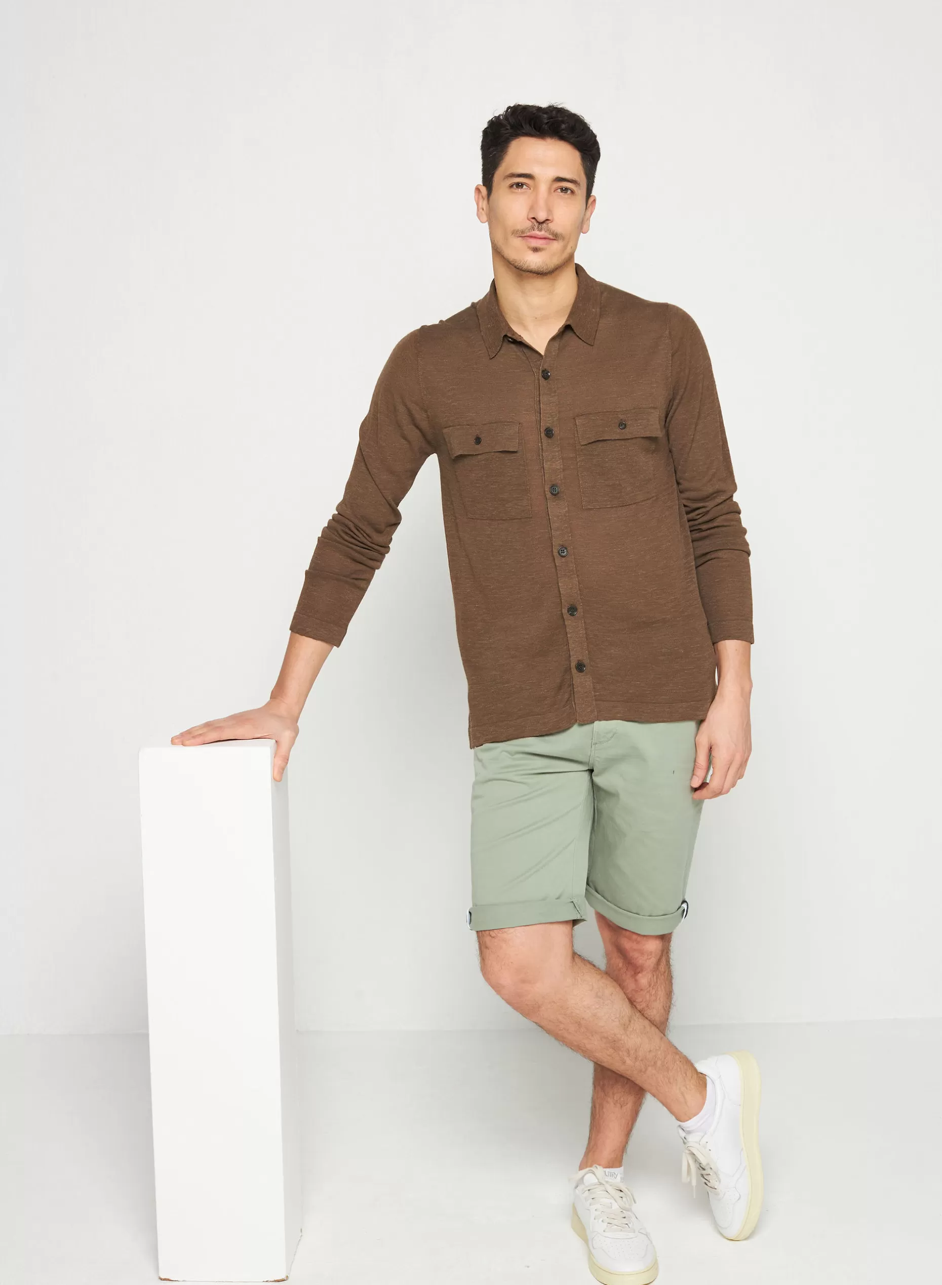 Maison Montagut Chemise Boutonnee En Lin Flamme - Randy>Homme Chemises