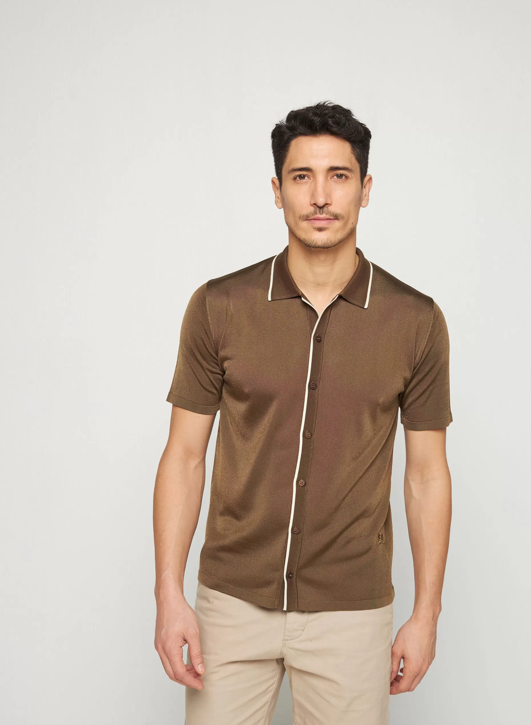 Maison Montagut Chemise Manches Courtes En Fil Lumiere - Roman>Homme Chemises