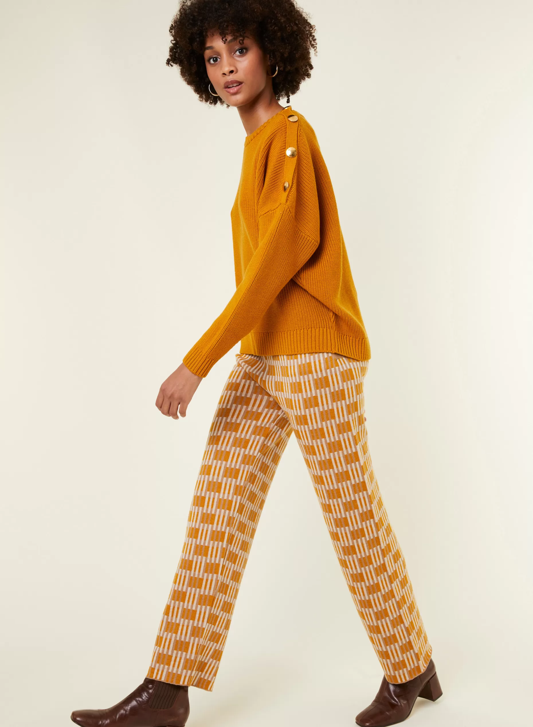 Maison Montagut Pantalon A Motifs En Laine Merinos - Gill>Femme Pantalons