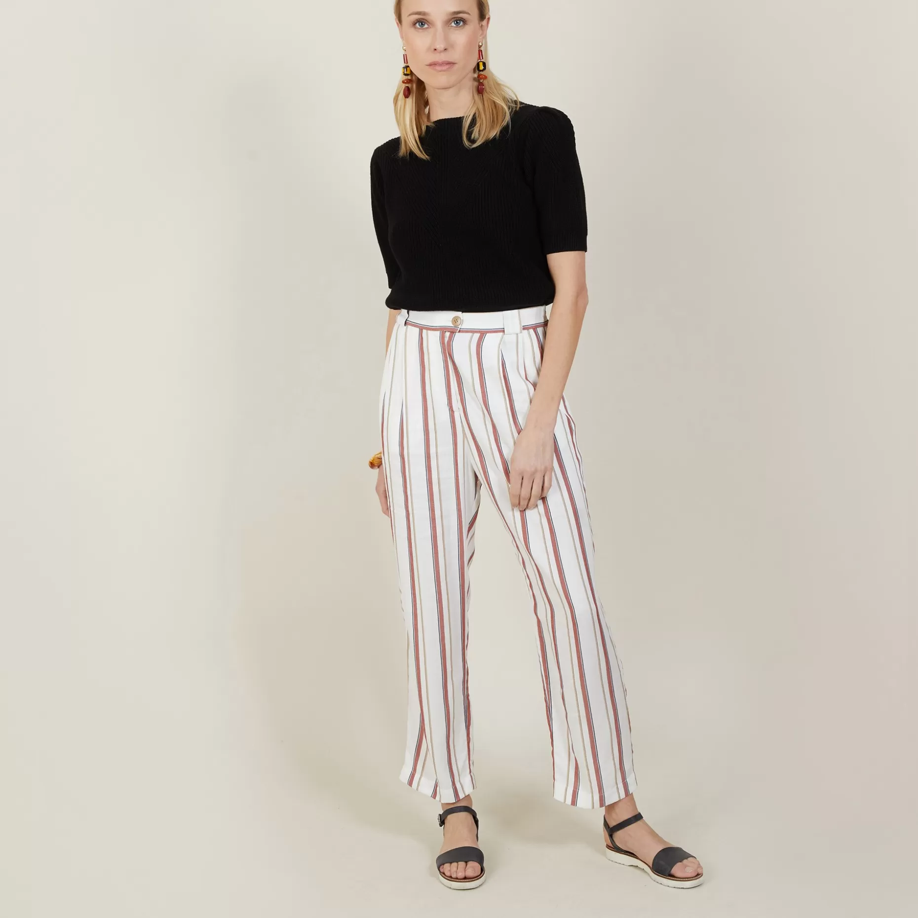 Maison Montagut Pantalon Raye A Poches - Mali>Femme Pantalons