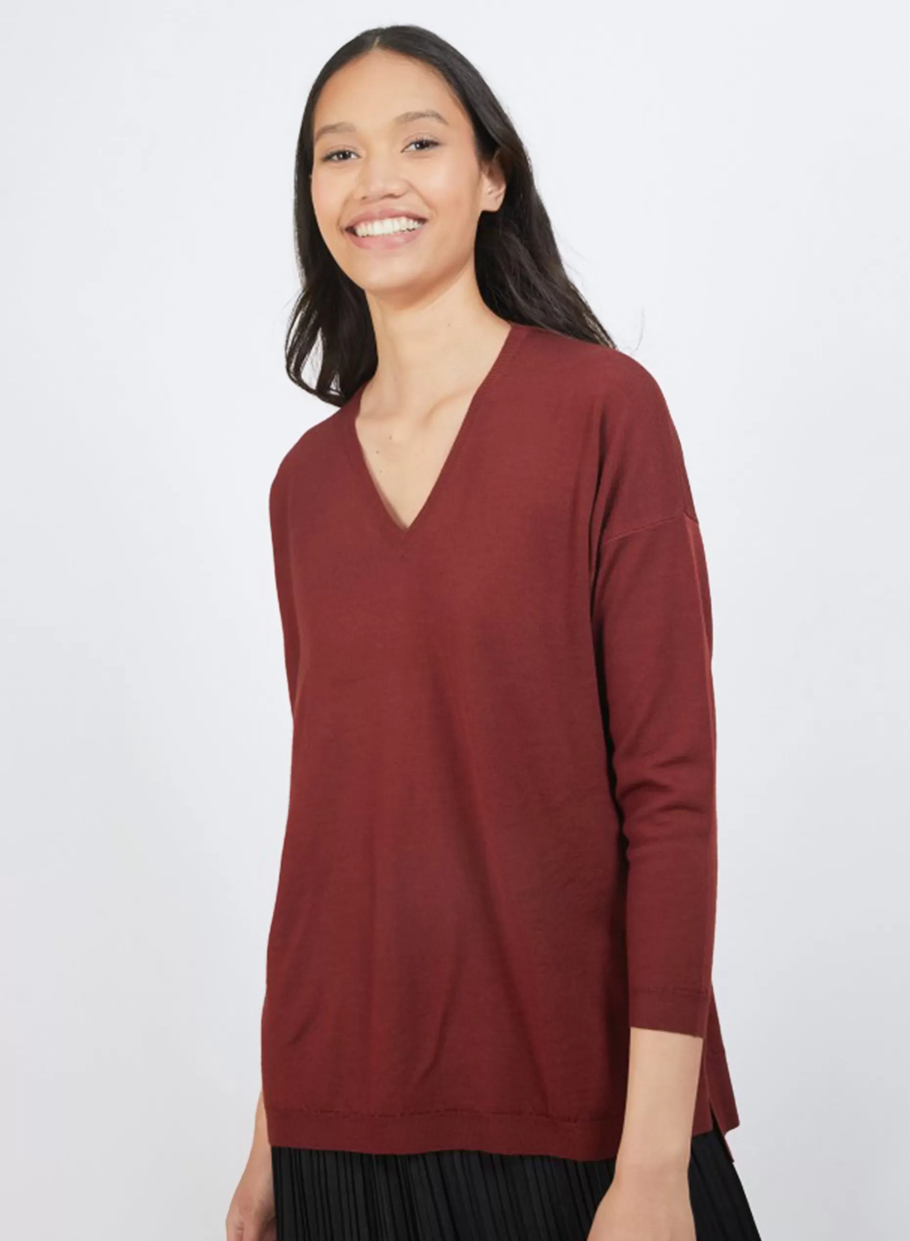 Maison Montagut Pull A Fentes Col V En Laine Merinos - Bernice>Femme Pulls