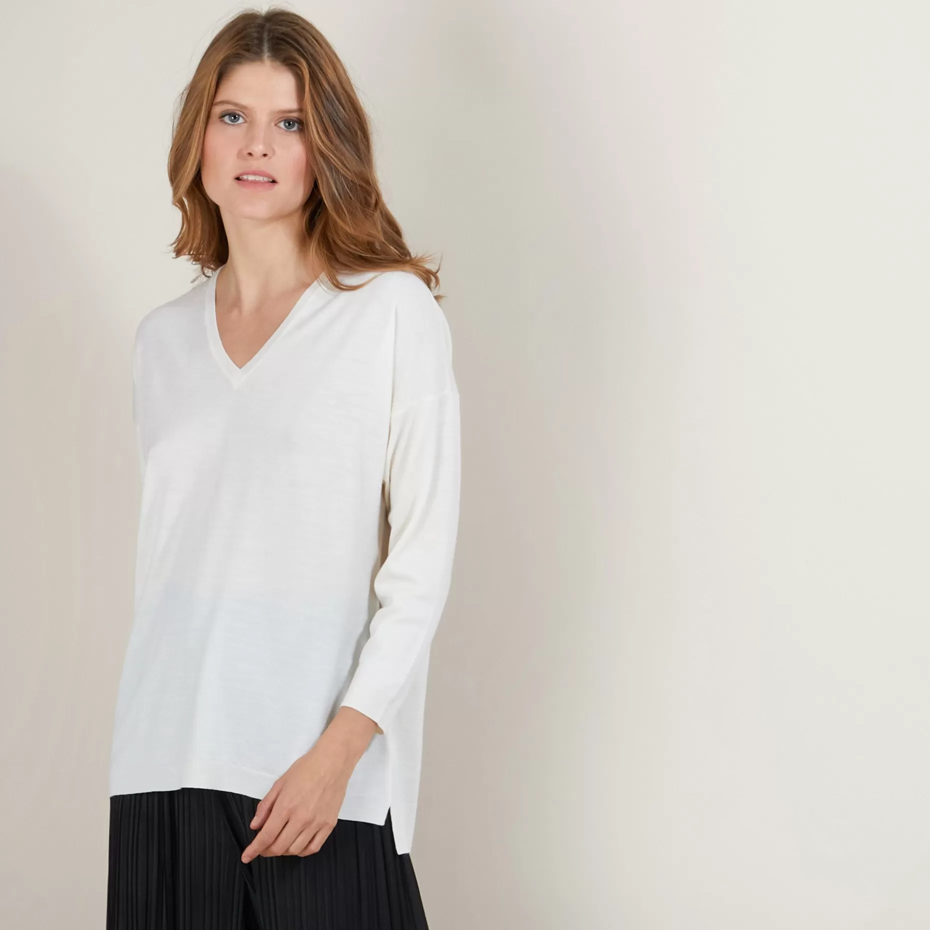 Maison Montagut Pull A Fentes Col V En Laine Merinos - Bernice>Femme Pulls