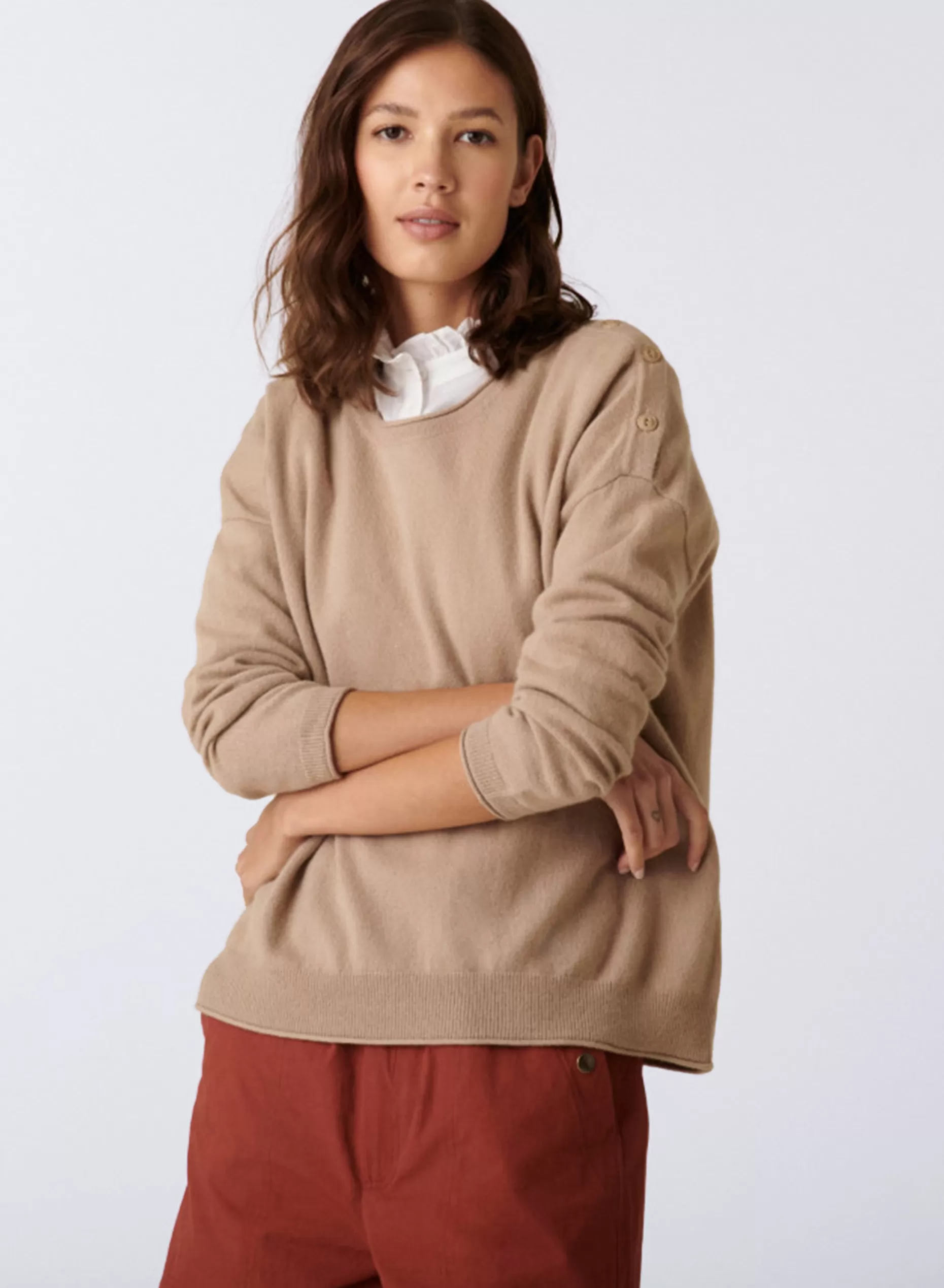 Maison Montagut Pull Ample Boutonne A Col Rond En Cachemire - Acene>Femme Pulls