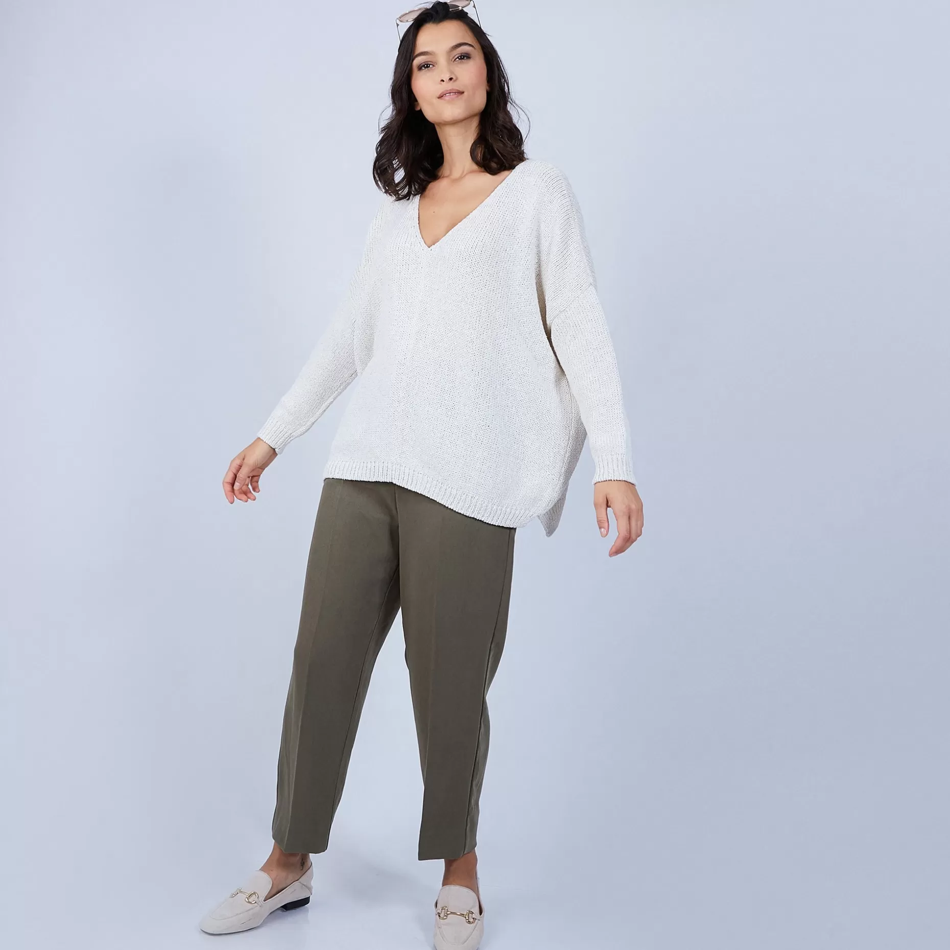 Maison Montagut Pull Ample Col V En Laine Et Soie - Baba>Femme Pulls