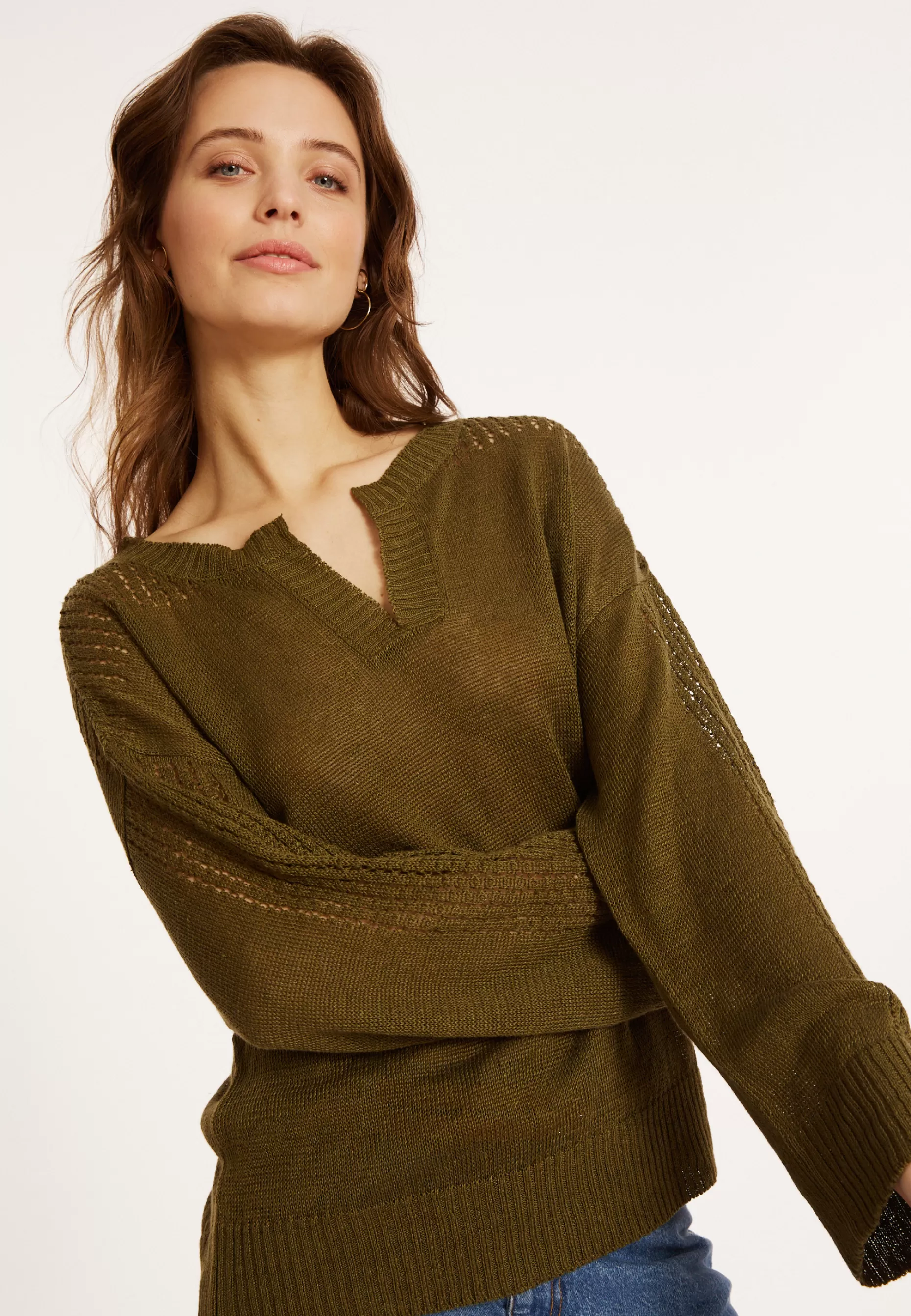 Maison Montagut Pull Ample En Lin Manches Ajourees - Molene>Femme Pulls