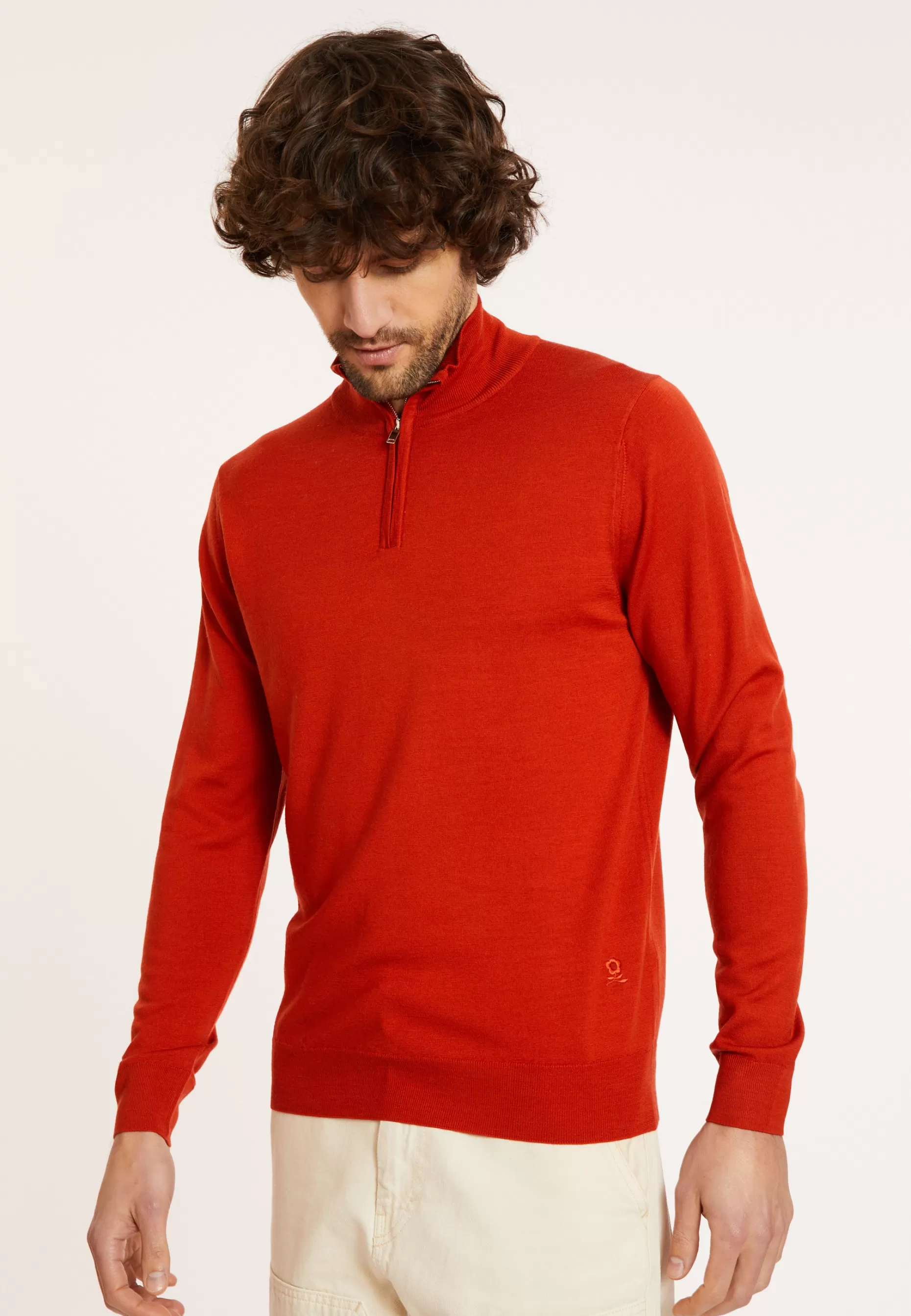 Maison Montagut Pull Col Camionneur Avec Logo En Laine Merinos - Ryan>Homme Pulls