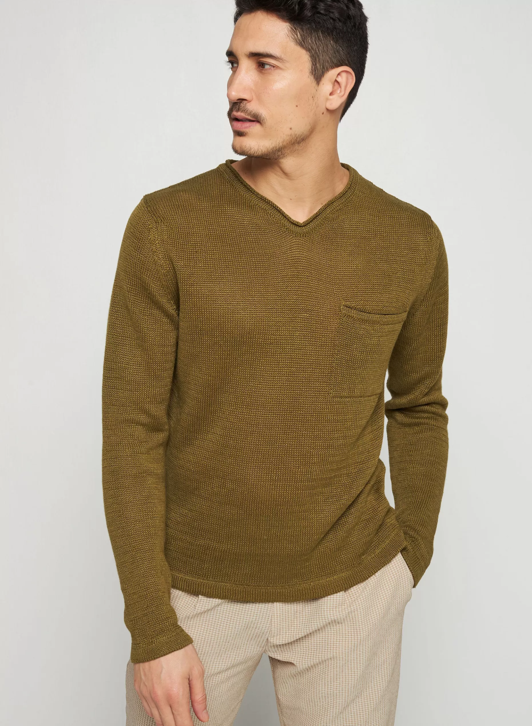 Maison Montagut Pull Col Col Tunisien En Lin - Rubin>Homme Pulls