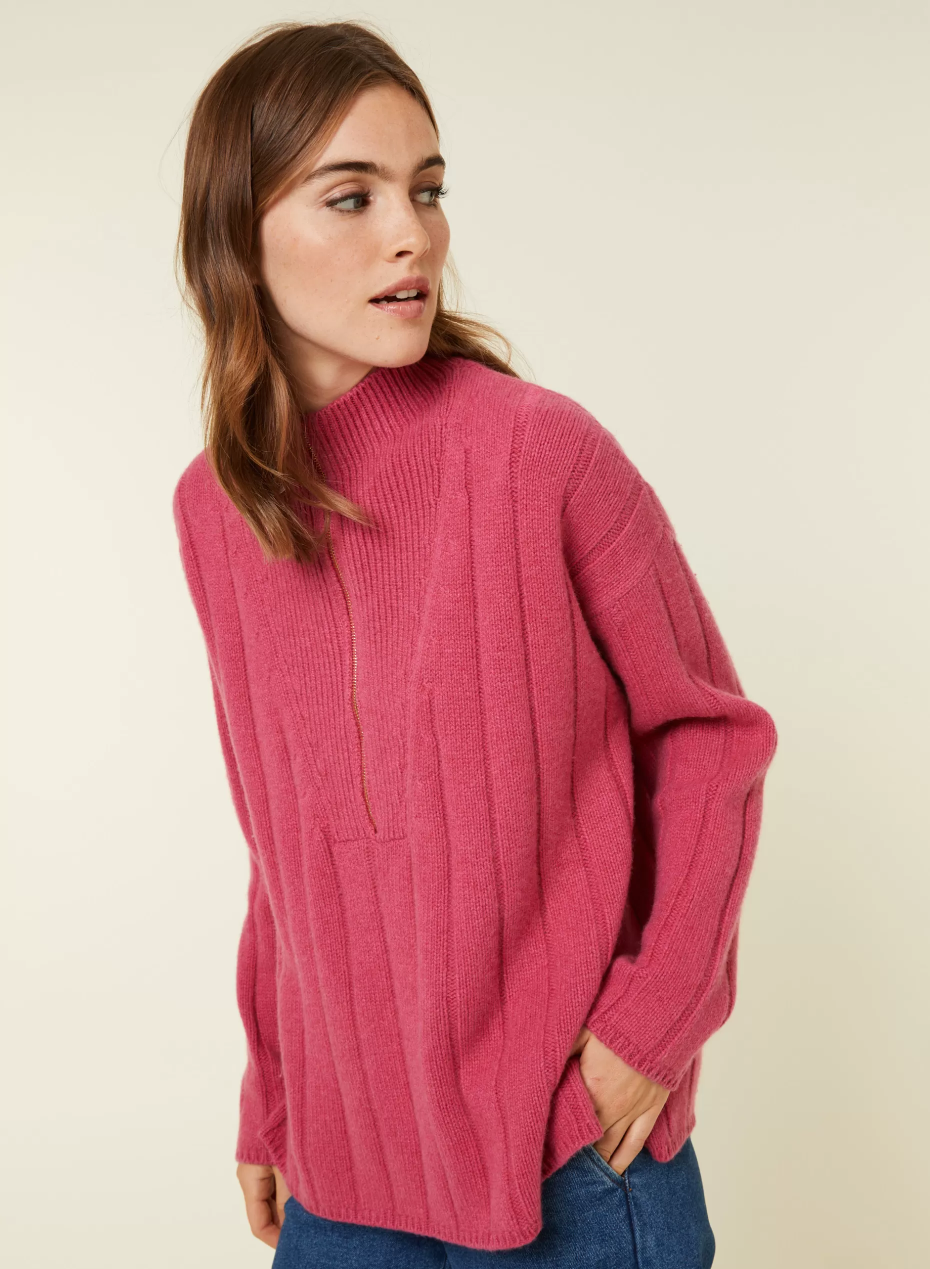 Maison Montagut Pull Col Montant Zippe En Cachemire Melange - Lodric>Femme Pulls