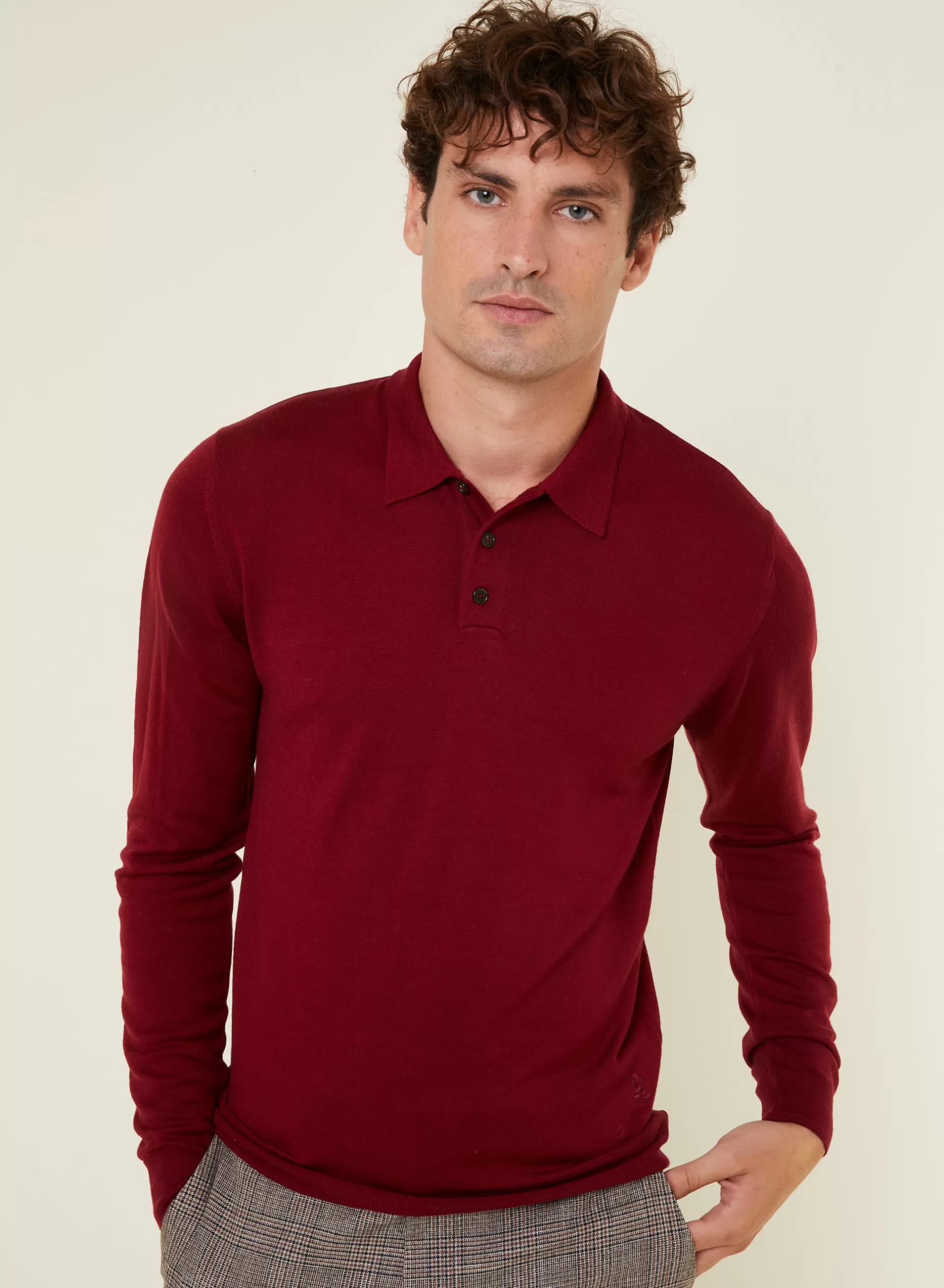 Maison Montagut Pull Col Polo Avec Logo En Laine Merinos - Eni>Homme Pulls