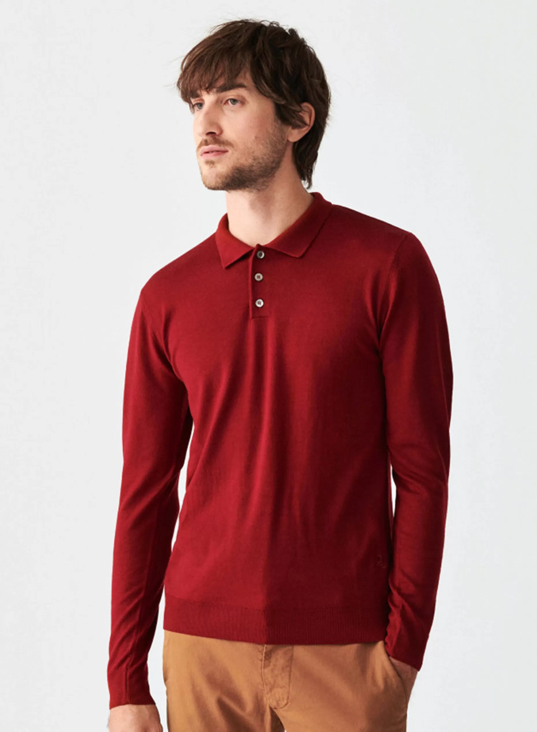 Maison Montagut Pull Col Polo Avec Logo En Laine Merinos - Eni>Homme Pulls