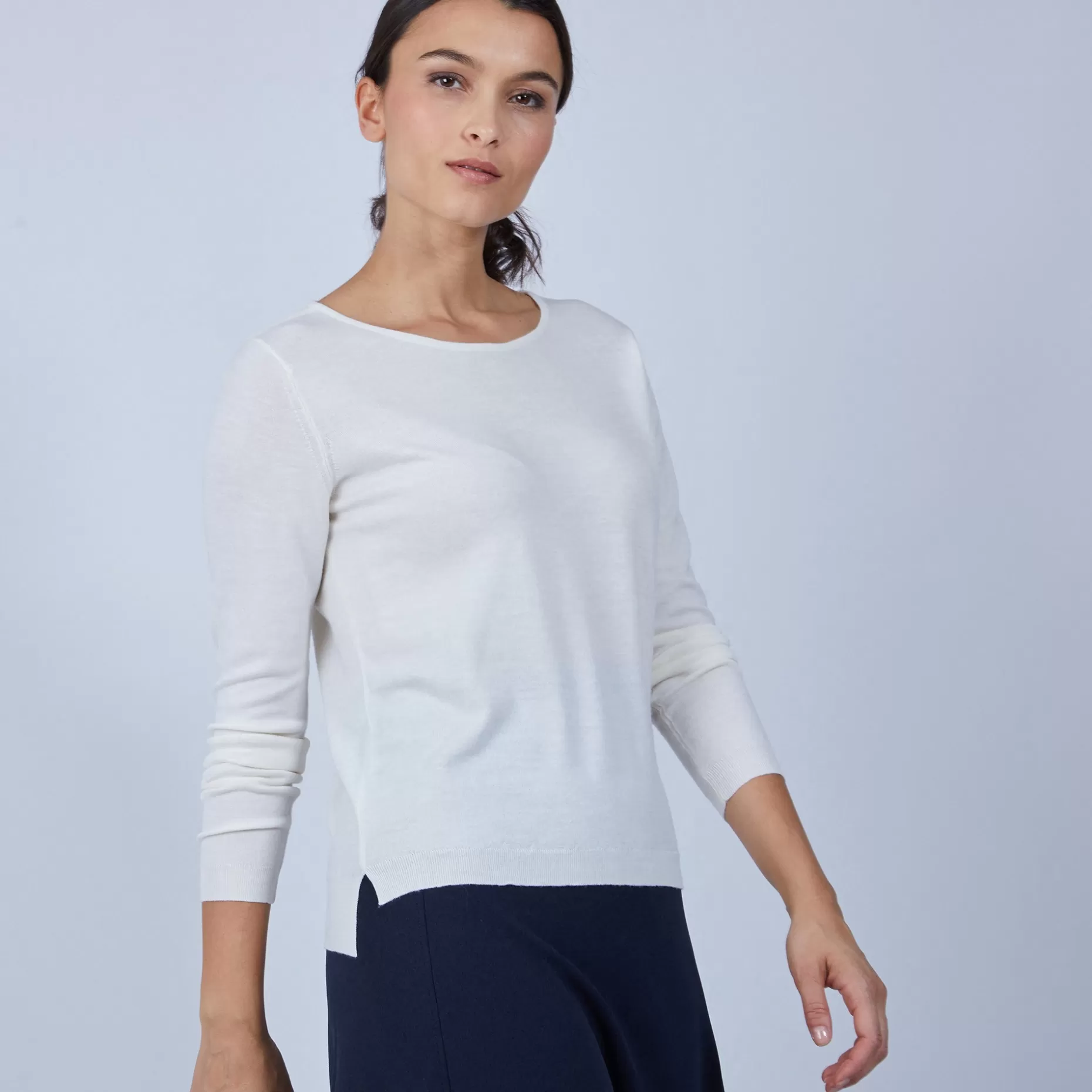 Maison Montagut Pull Col Rond Avec Fentes En Laine Merinos - Betina>Femme Pulls