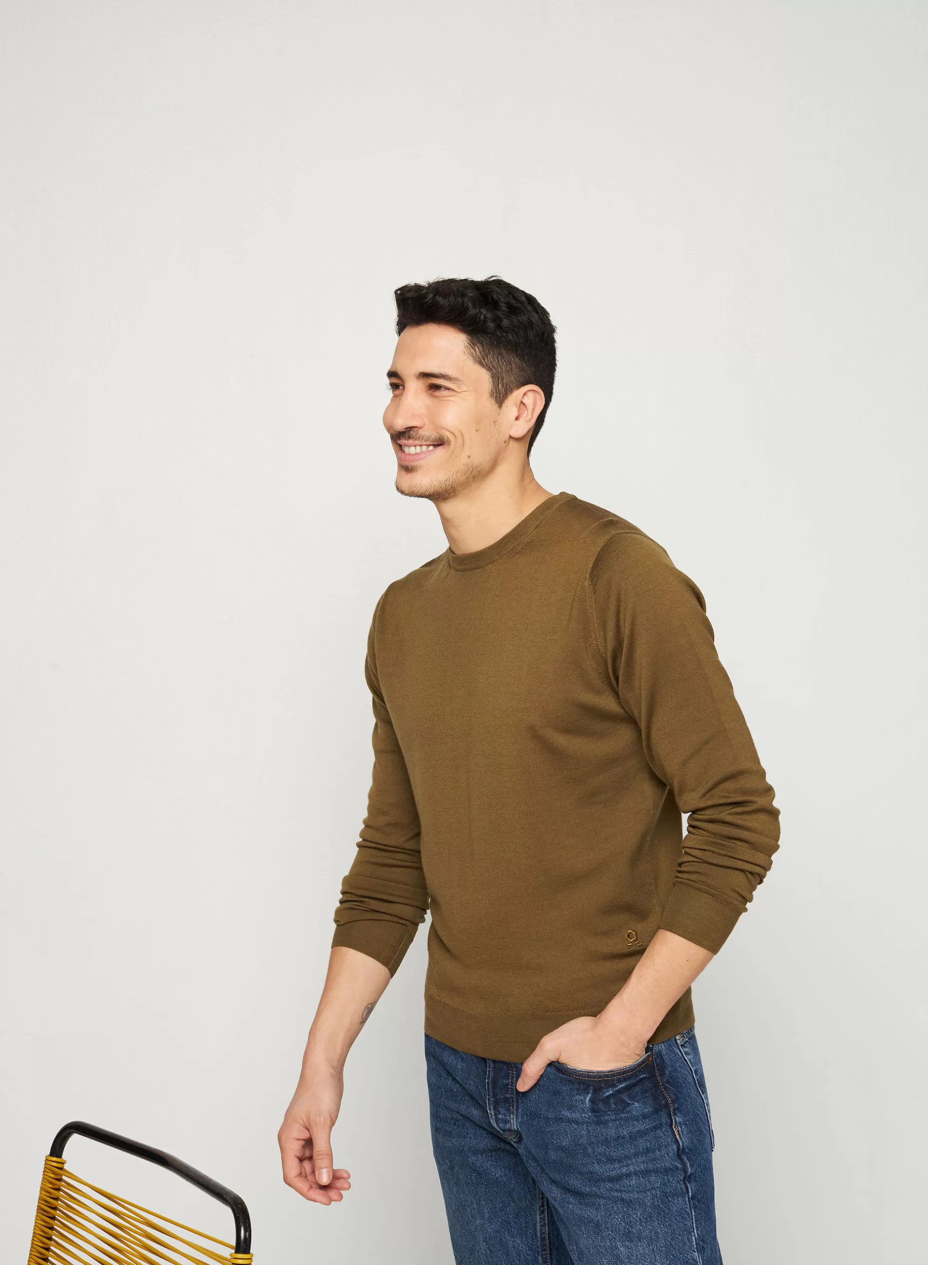 Maison Montagut Pull Col Rond Avec Logo En Laine Merinos - Eddie>Homme Pulls