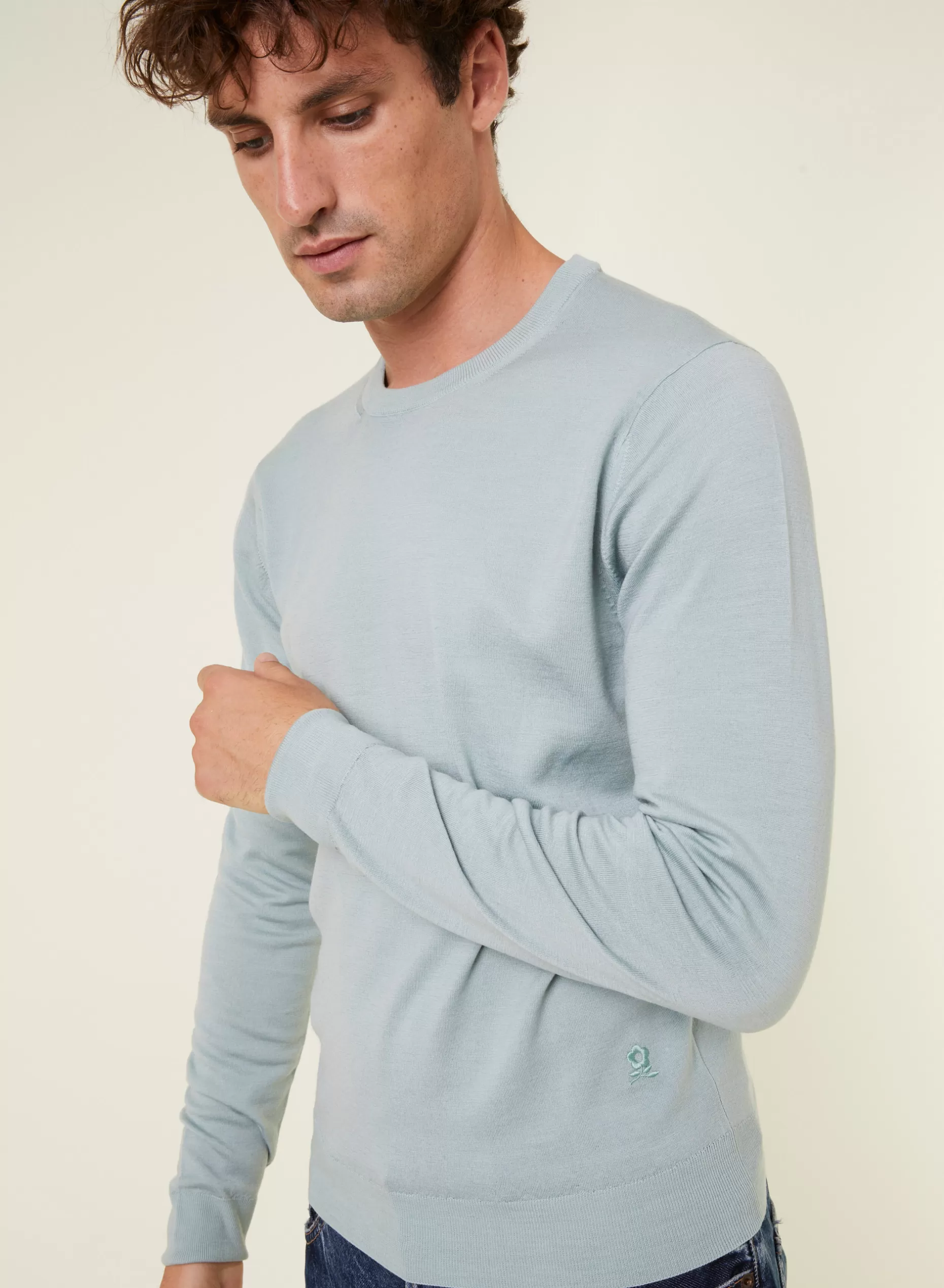 Maison Montagut Pull Col Rond Avec Logo En Laine Merinos - Eddie>Homme Pulls