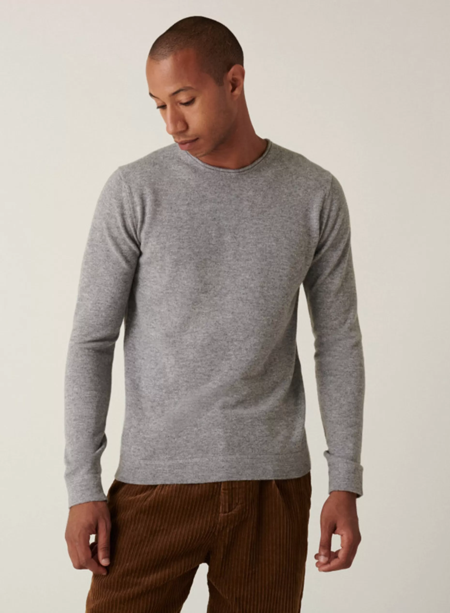 Maison Montagut Pull Col Rond En Cachemire Finitions Roulotees - Ernest>Homme Pulls