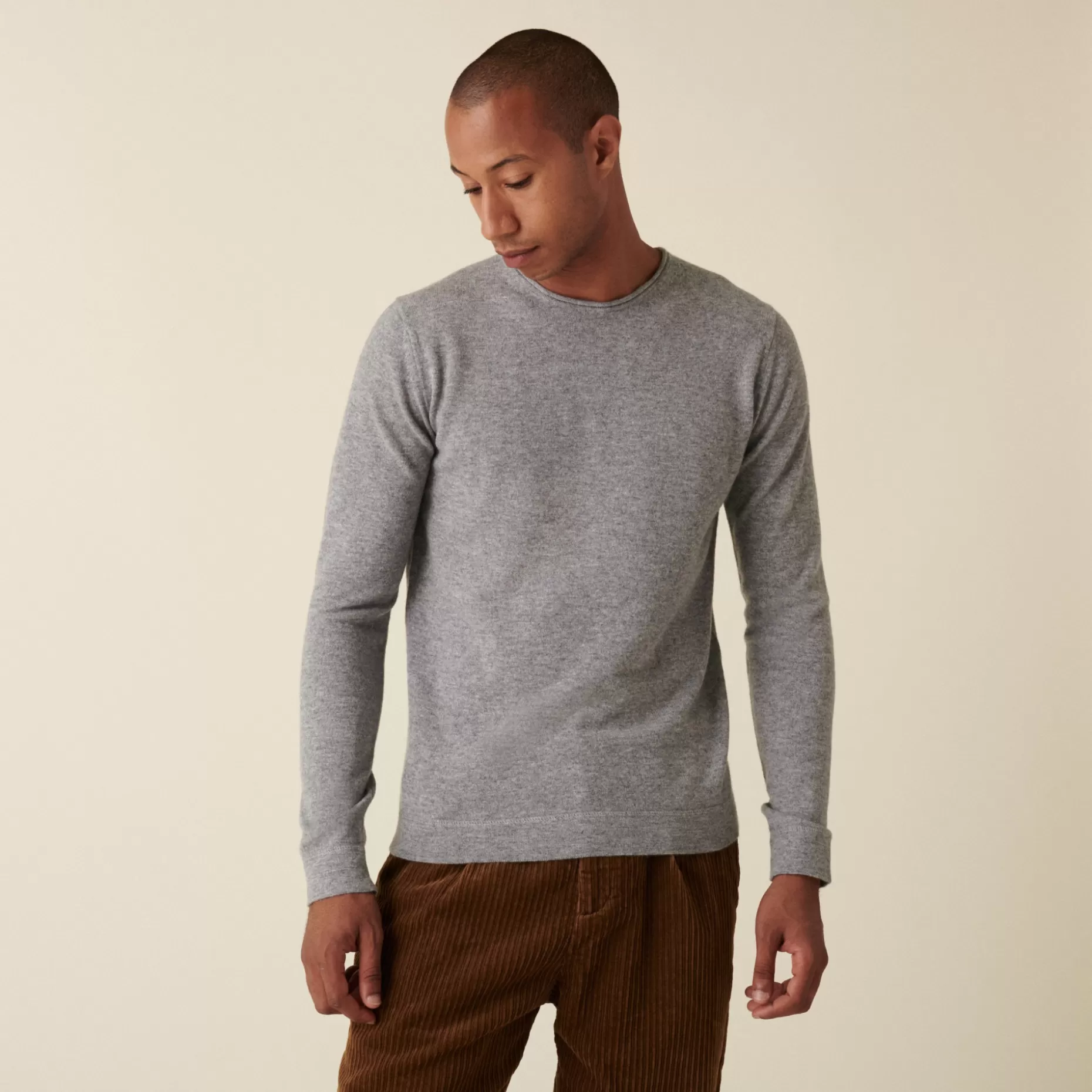 Maison Montagut Pull Col Rond En Cachemire Finitions Roulotees - Ernest>Homme Pulls