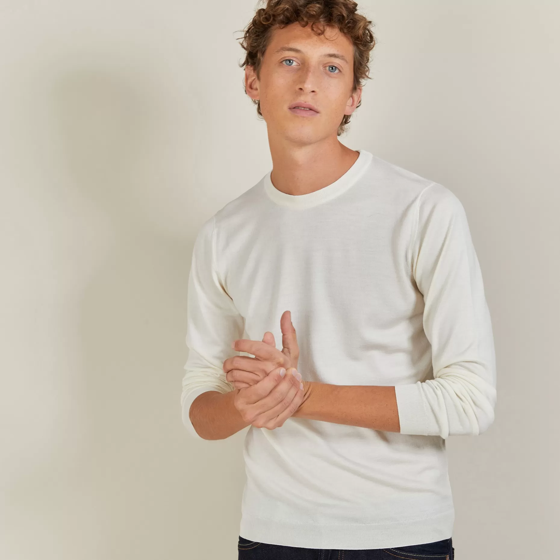 Maison Montagut Pull Col Rond En Laine Et Soie - Barsam>Homme Pulls