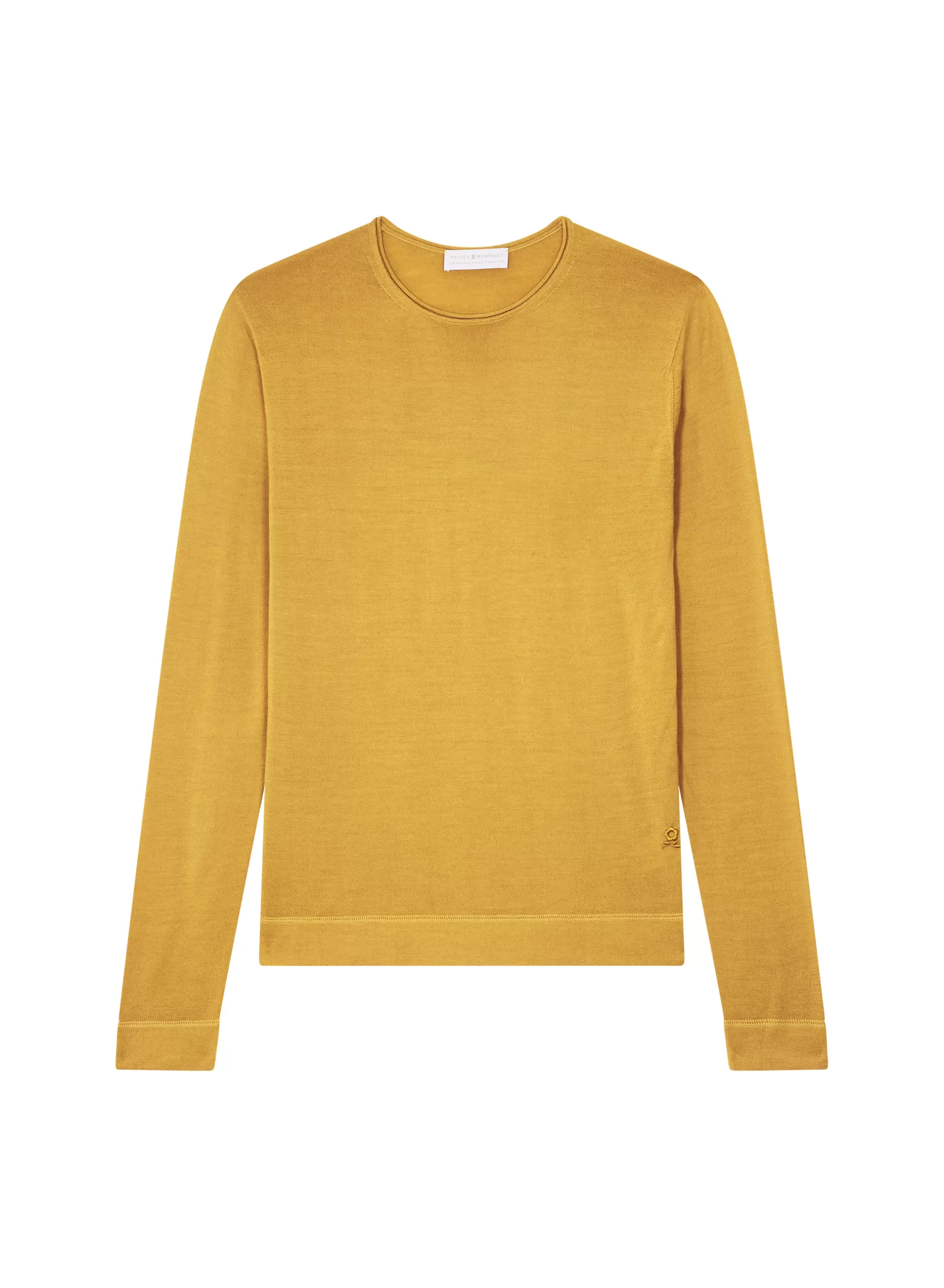 Maison Montagut Pull Col Rond En Laine Merinos Finitions Roulotees - Rythme>Homme Pulls