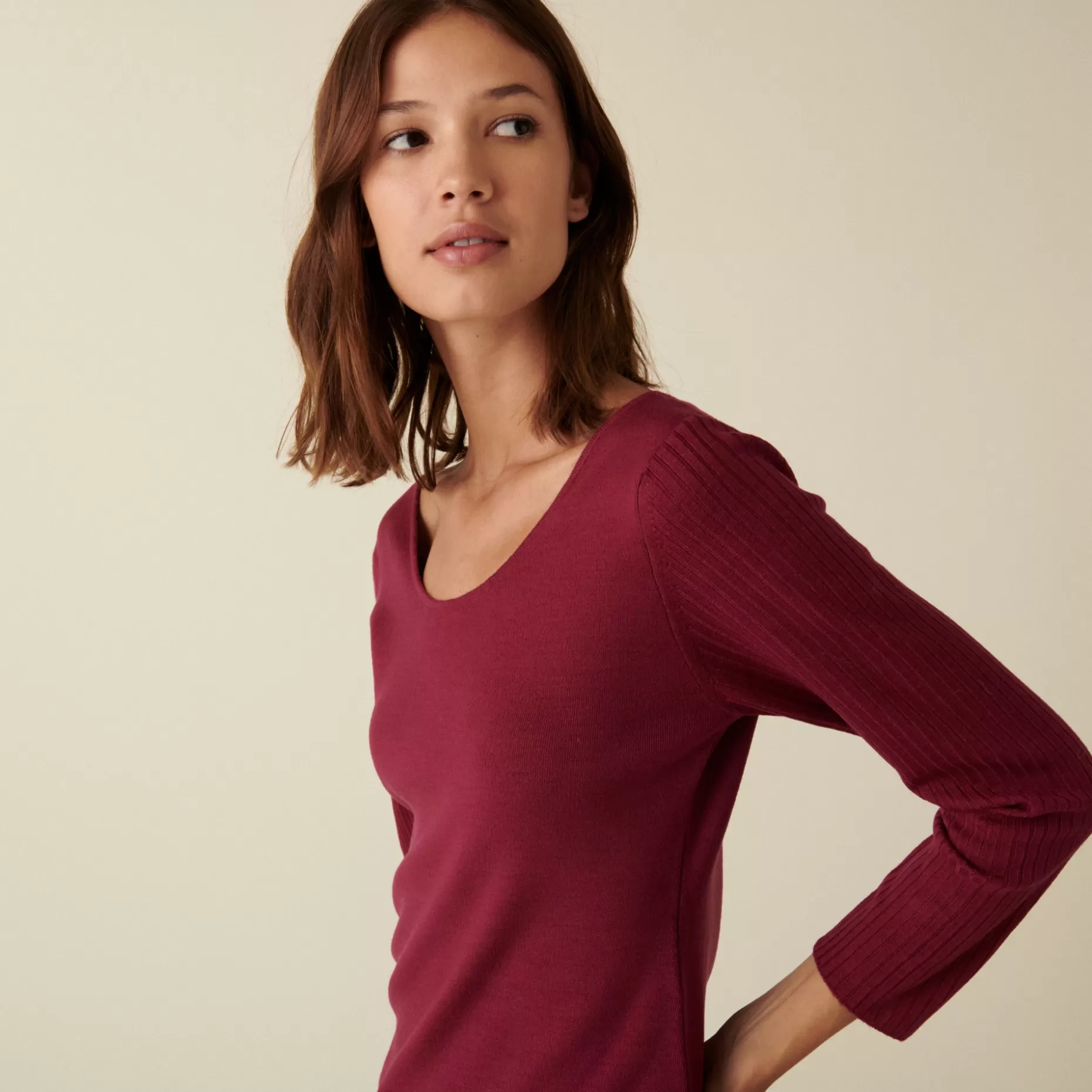 Maison Montagut Pull Col Rond En Laine Merinos Maille Fine - Altesa>Femme T-Shirts