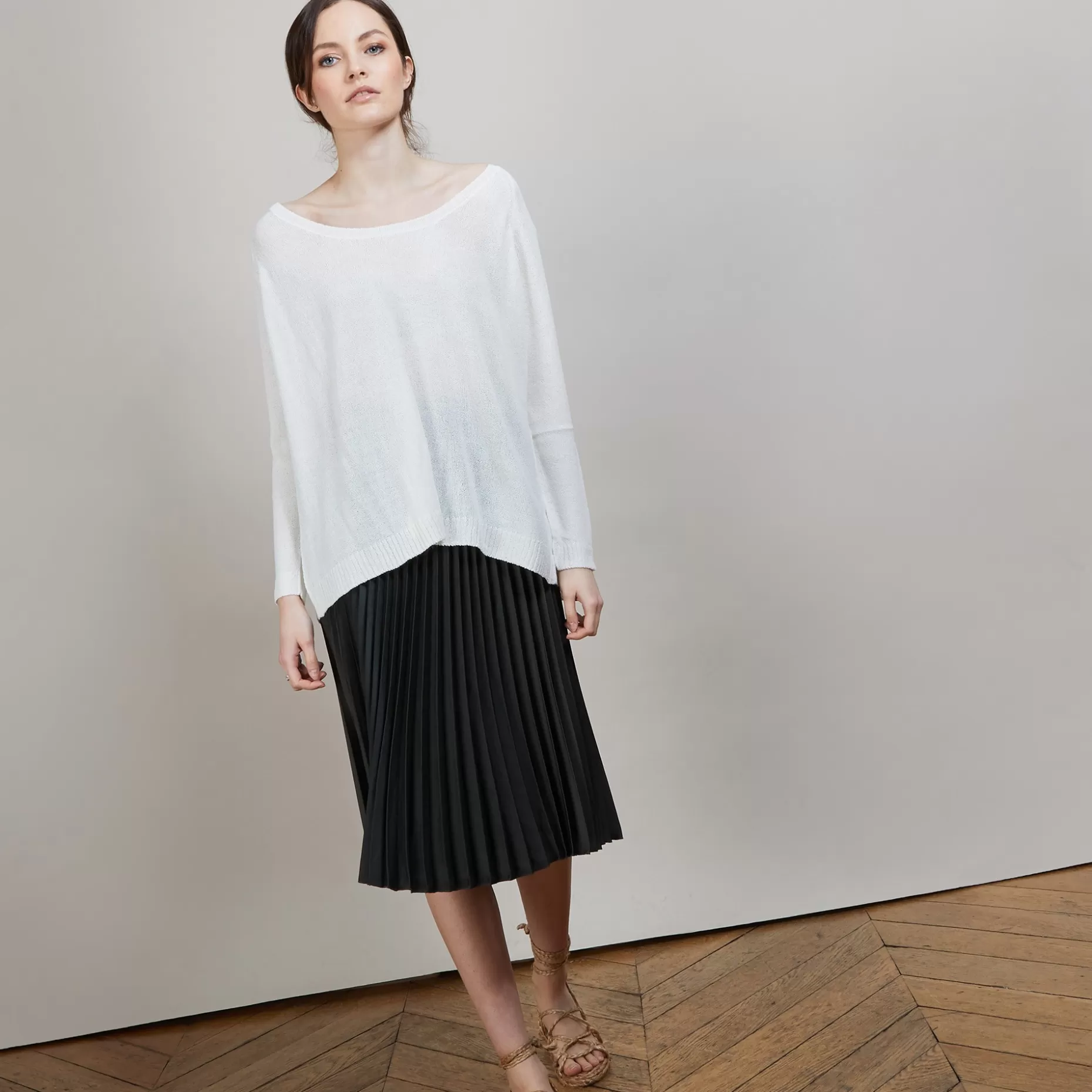 Maison Montagut Pull Col Rond En Viscose Crepe - Babouche>Femme Pulls