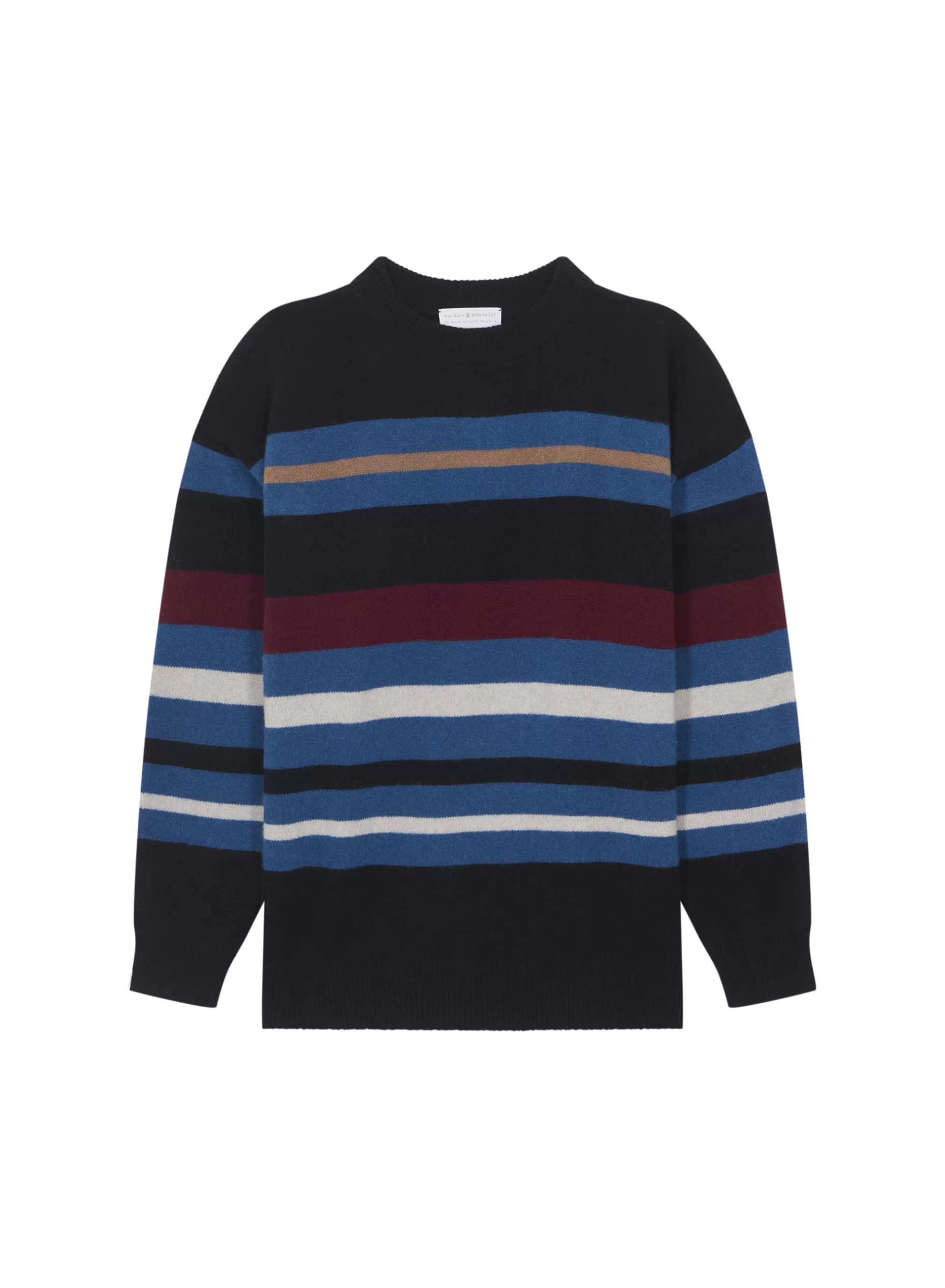 Maison Montagut Pull Col Rond Raye En Cachemire Melange - Fael>Homme Pulls