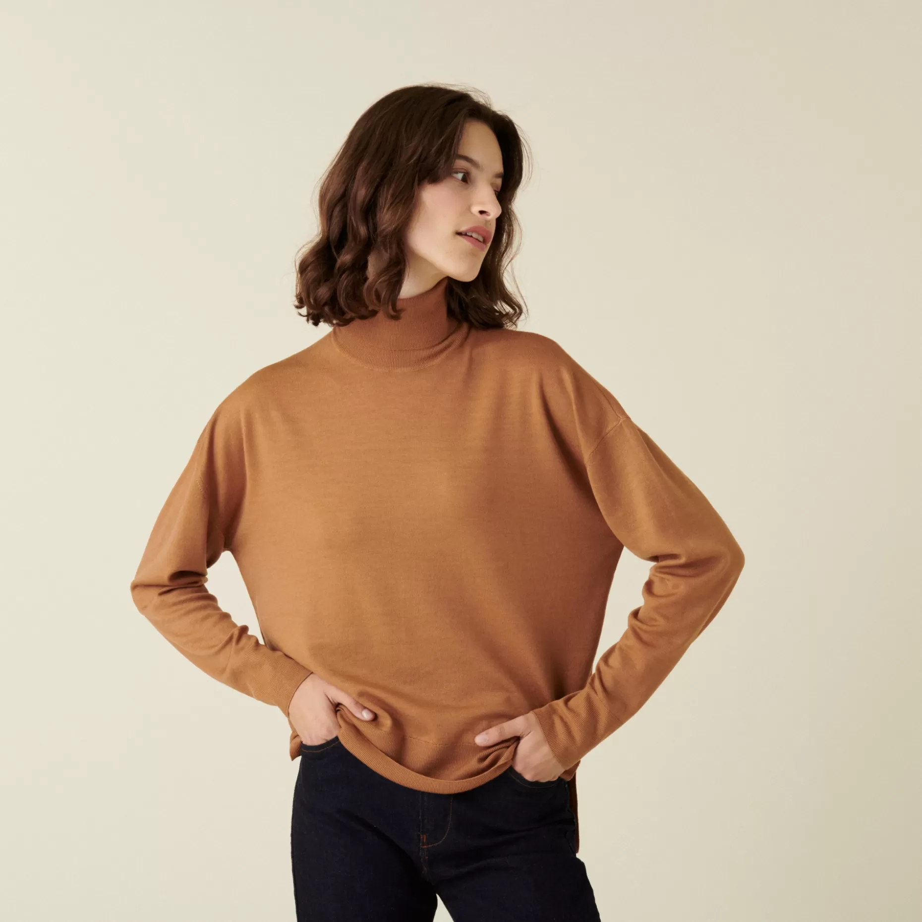 Maison Montagut Pull Col Roule A Fentes En Laine Merinos - Amy>Femme Pulls