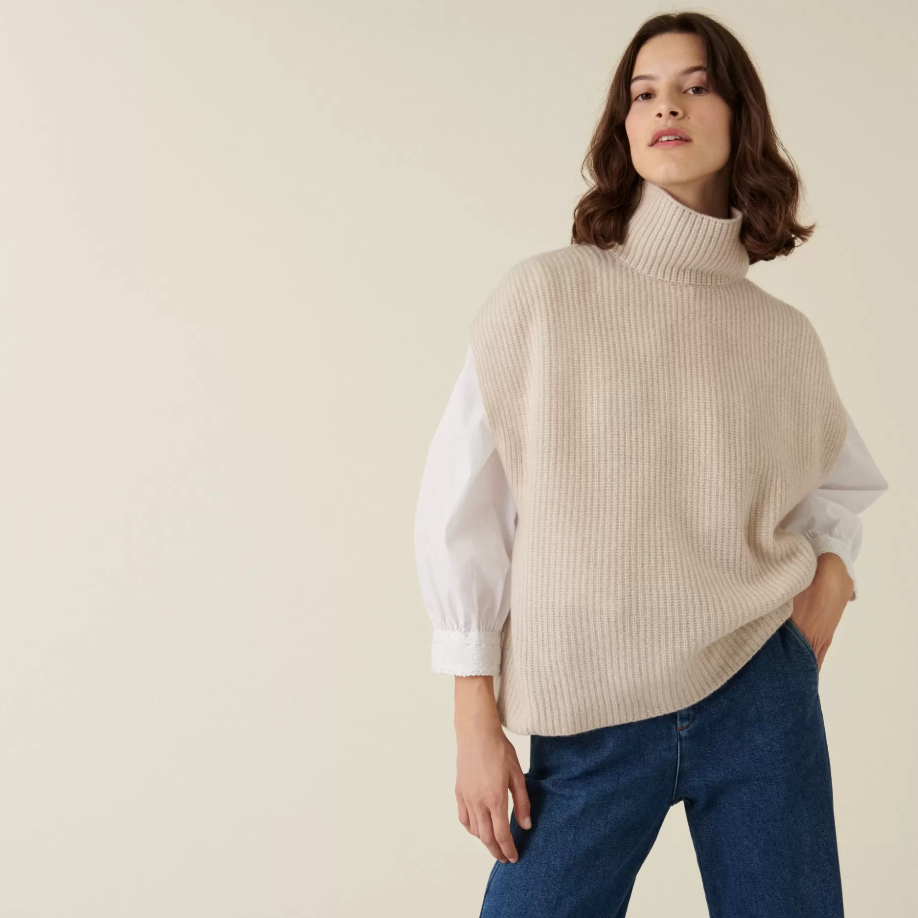 Maison Montagut Pull Col Roule Sans Manches En Cachemire Melange - Dalya>Femme Pulls