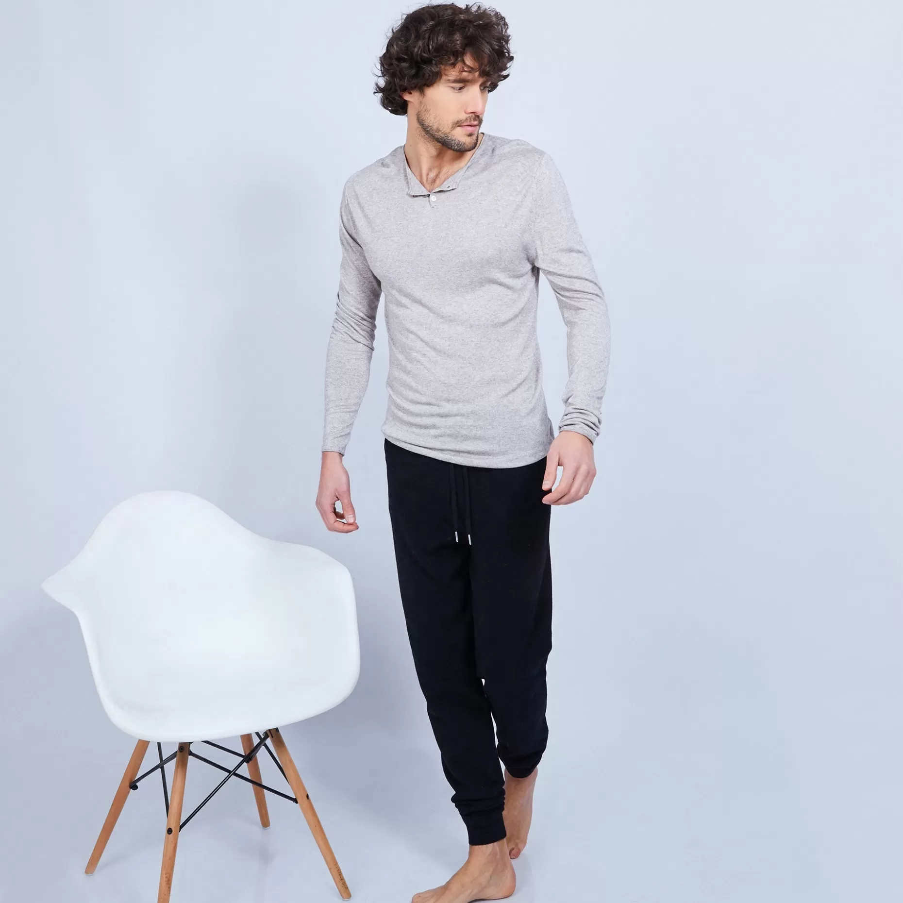 Maison Montagut Pull Col Tunisien En Bambou Cachemire - Honura>Homme Pulls