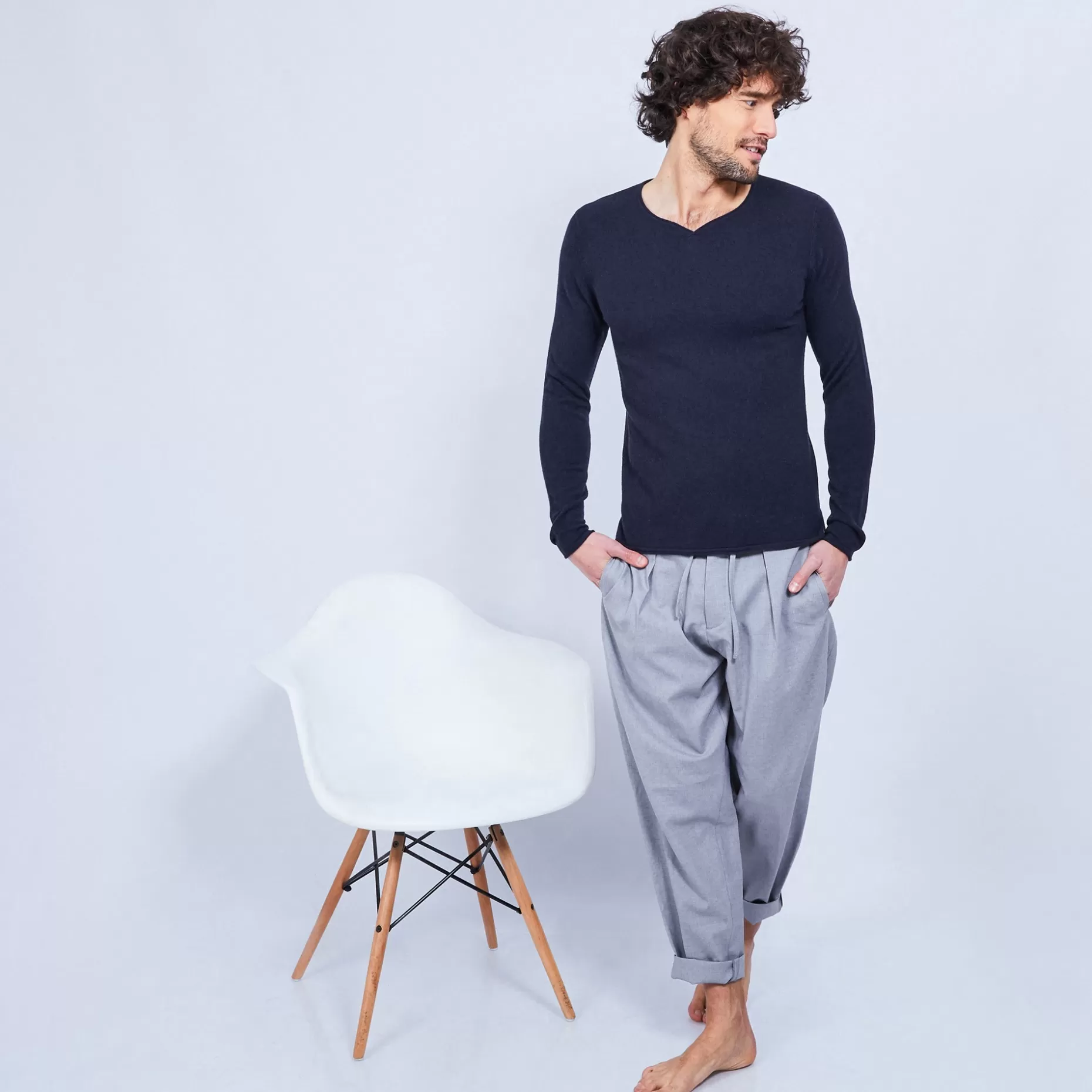 Maison Montagut Pull Col Tunisien En Cachemire - Olivier>Homme Pulls