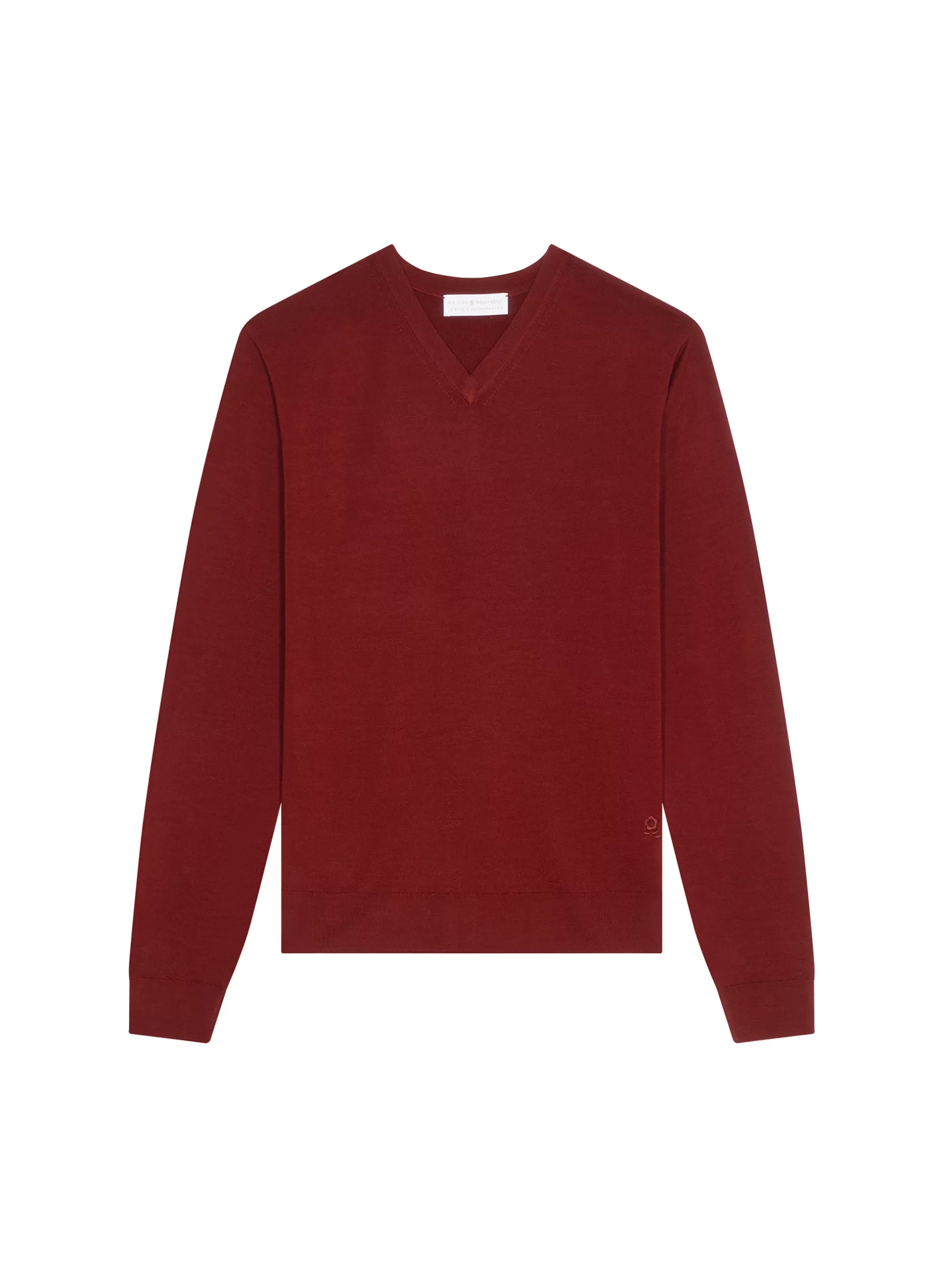 Maison Montagut Pull Col V Avec Logo En Laine Merinos - Elmo>Homme Pulls