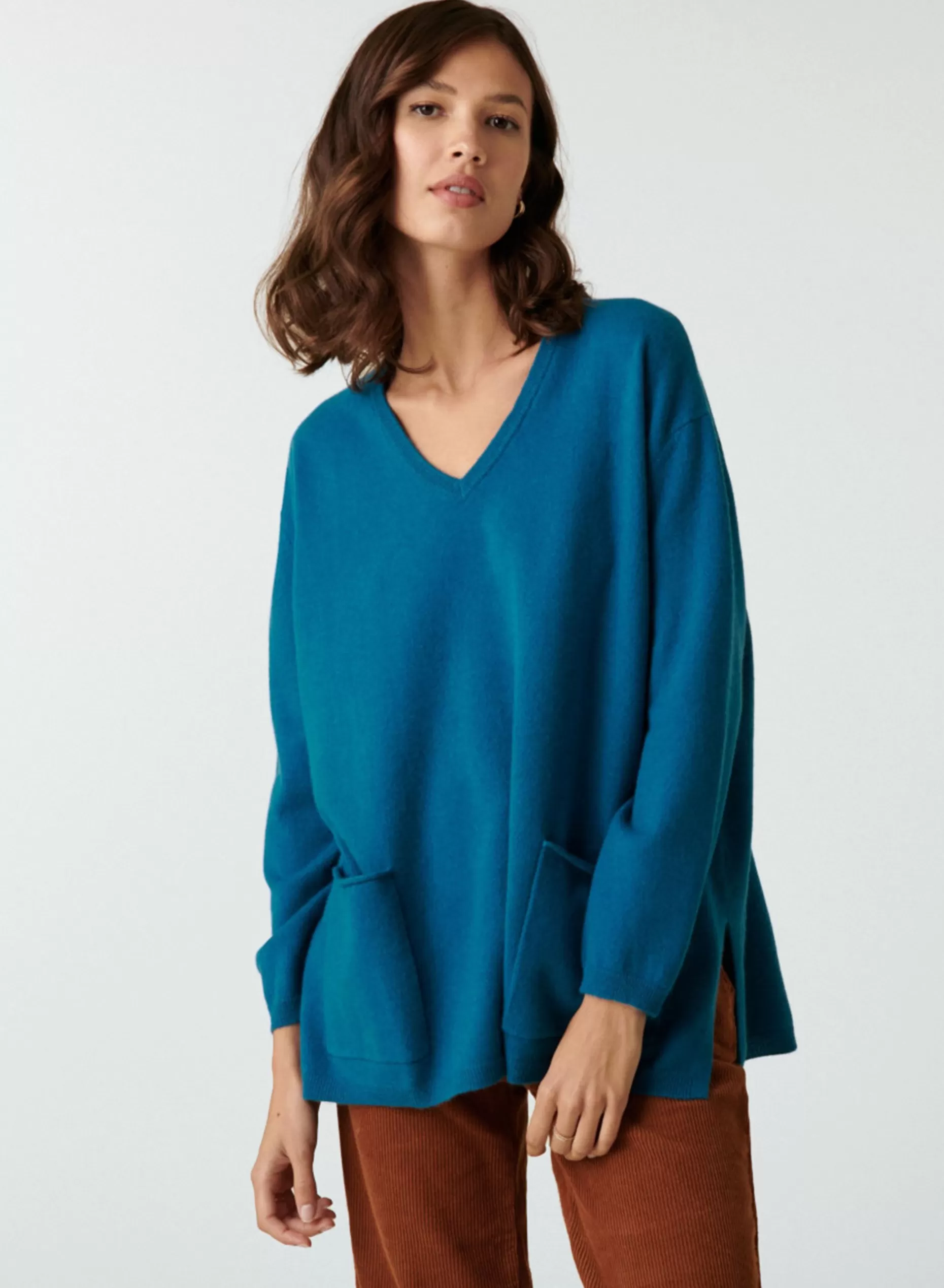 Maison Montagut Pull Col V En Cachemire A Fentes Cotes - Accacia>Femme Pulls