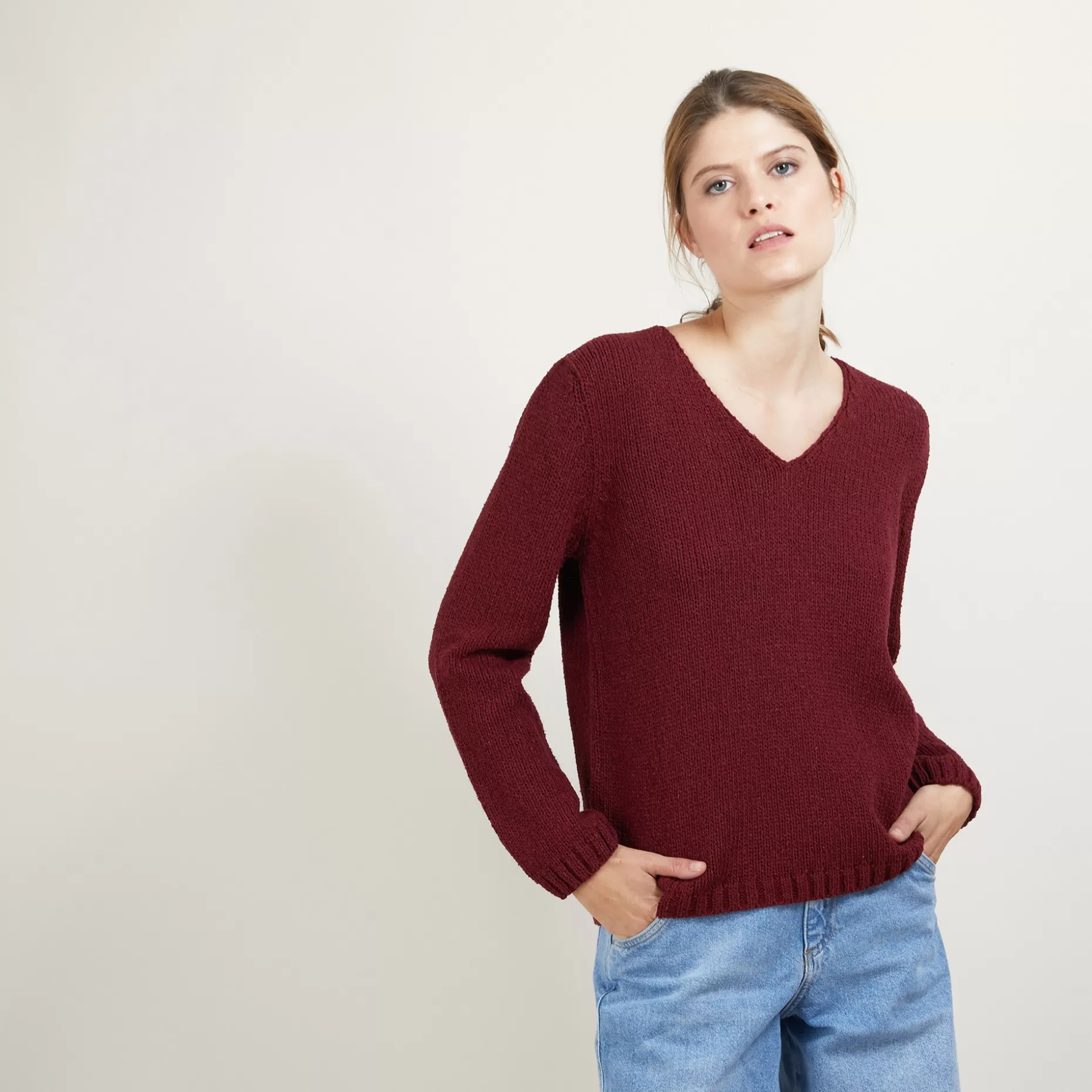 Maison Montagut Pull Col V En Laine Et Soie - Blovis>Femme Pulls