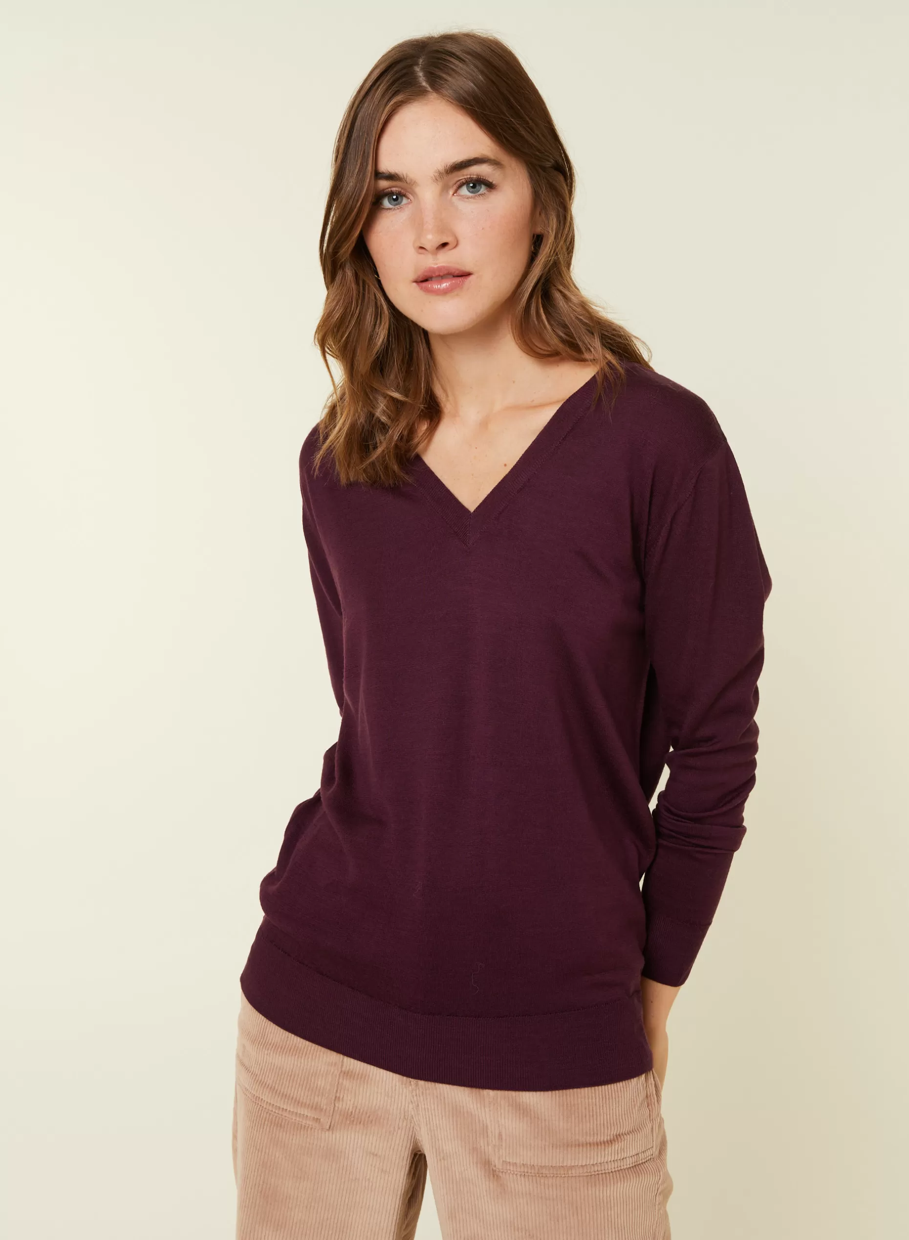 Maison Montagut Pull Col V En Laine Merinos - Arya>Femme Pulls