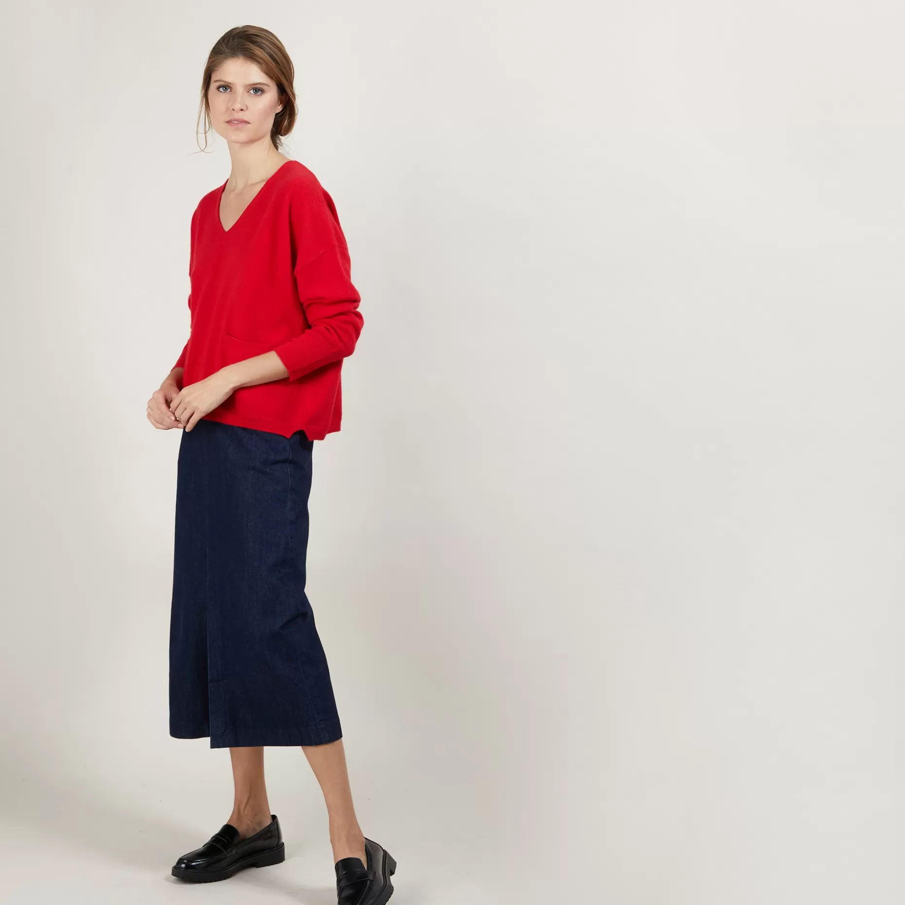 Maison Montagut Pull Court Col V En Cachemire Avec Poches - Balba>Femme Pulls