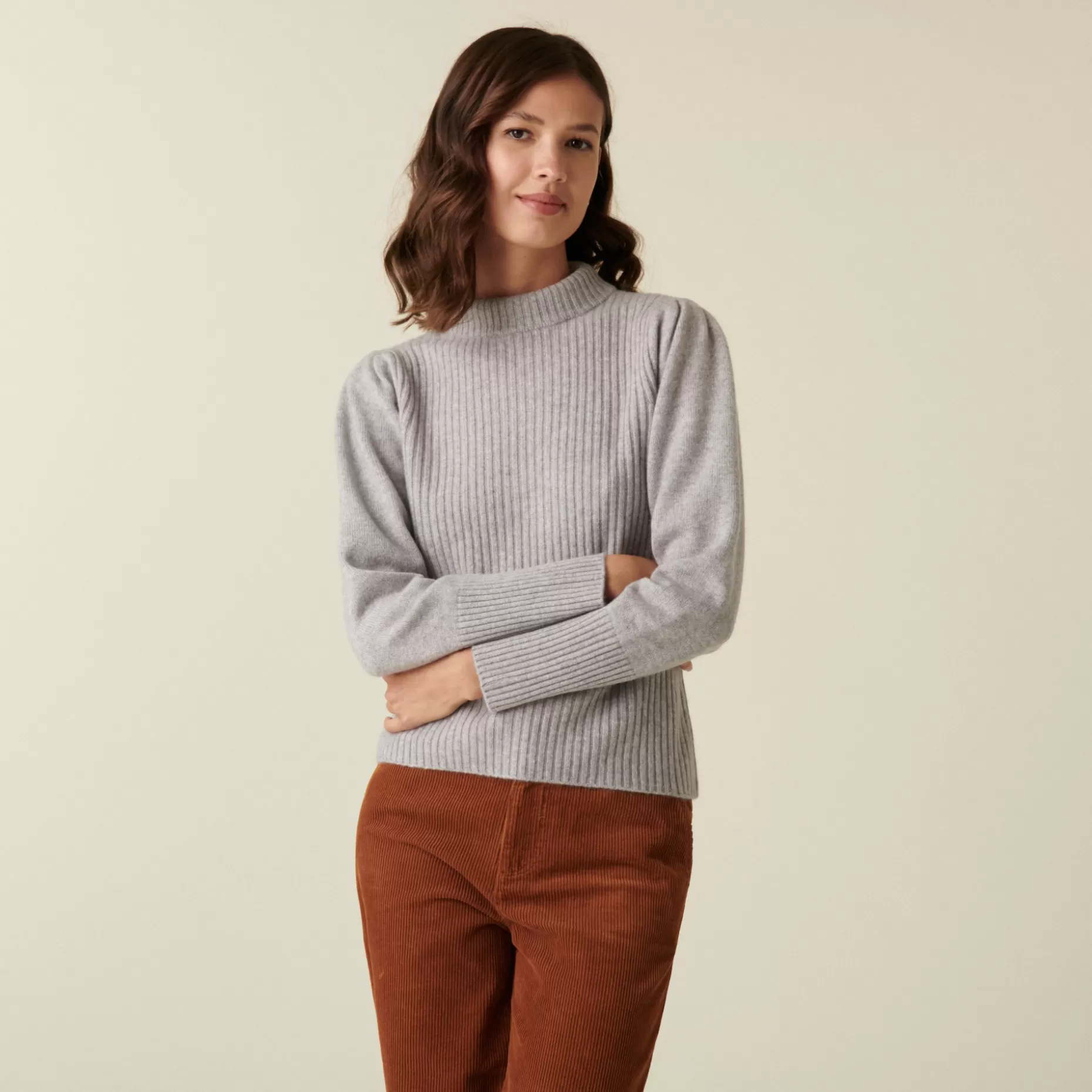 Maison Montagut Pull En Cachemire Col Montant En Maille Cotelee - Carene>Femme Pulls