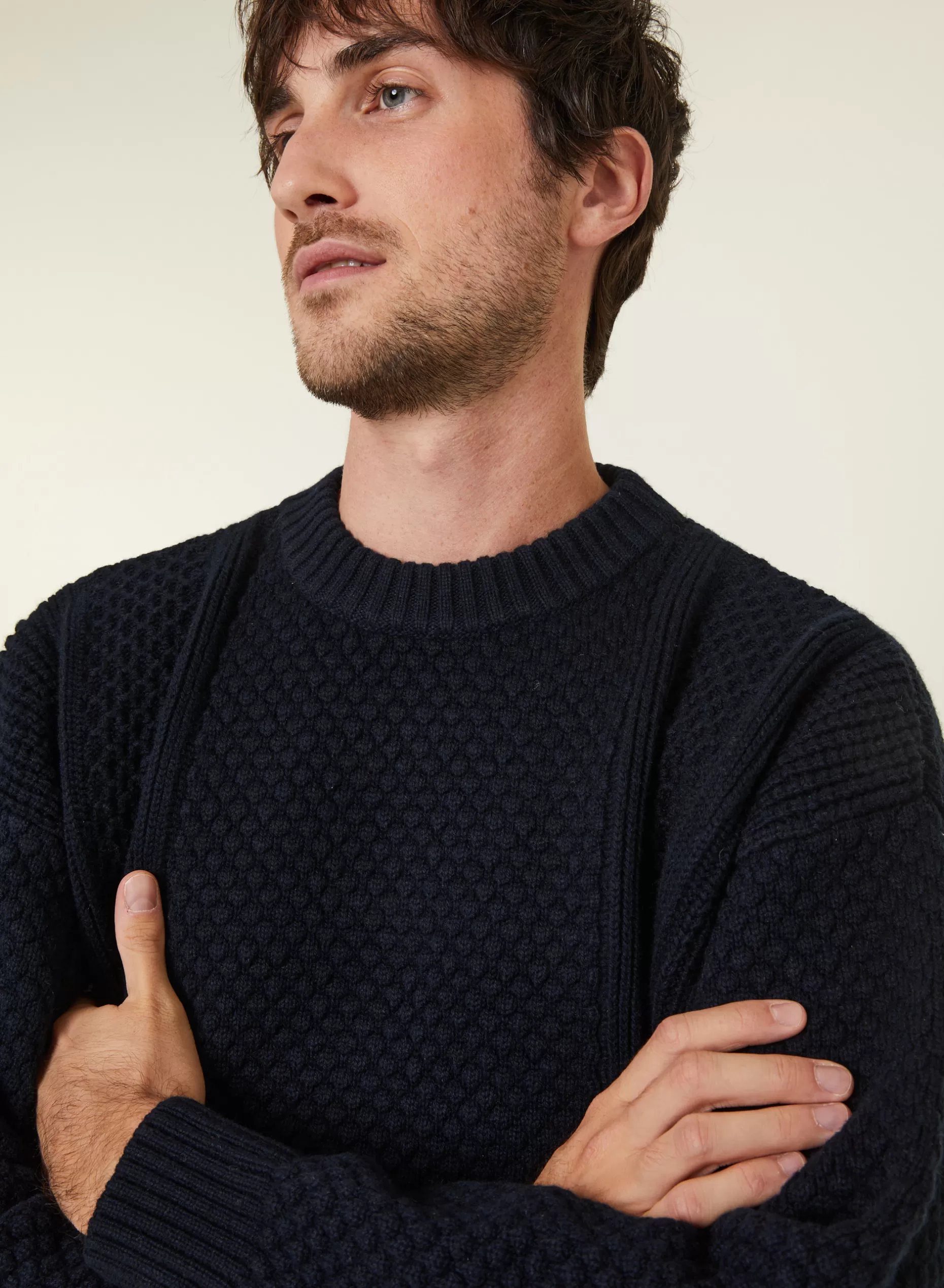 Maison Montagut Pull Maille Gaufree En Laine Et Cachemire - Fall>Homme Pulls