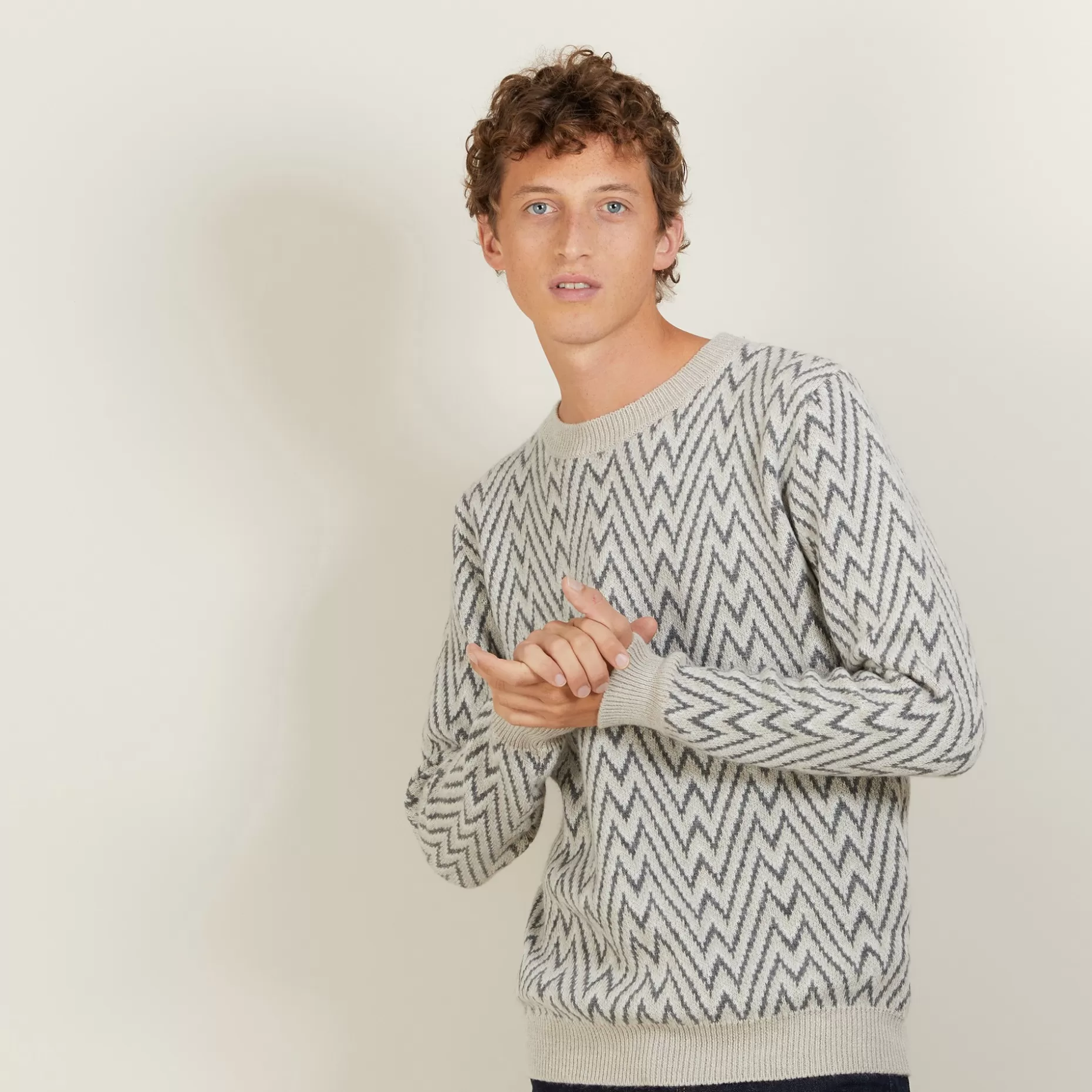 Maison Montagut Pull Motifs Chevrons En Laine Et Alpaga - Luka>Homme Pulls