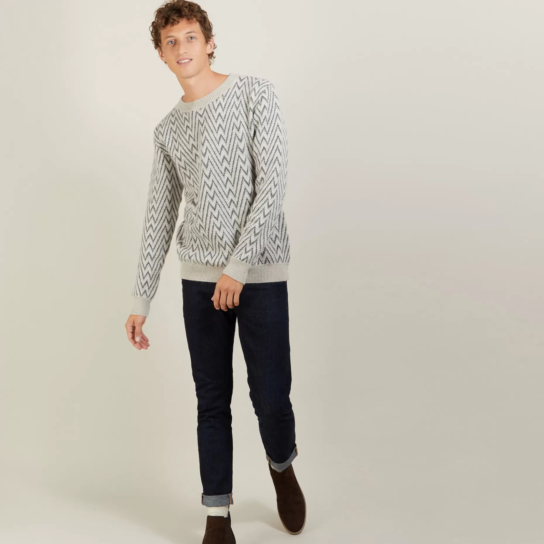 Maison Montagut Pull Motifs Chevrons En Laine Et Alpaga - Luka>Homme Pulls