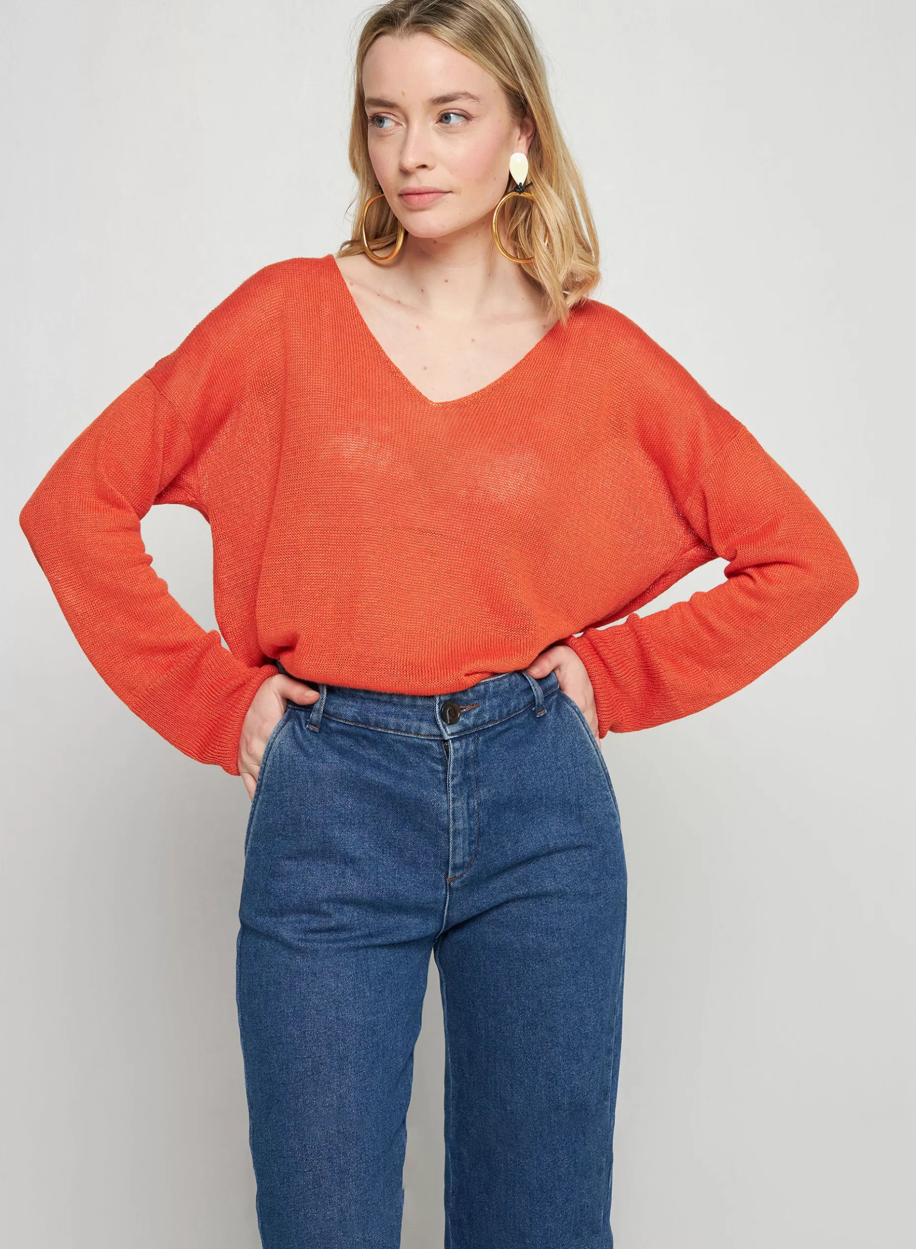 Maison Montagut Pull Oversize Col V En Lin - Tiphaine>Femme Pulls