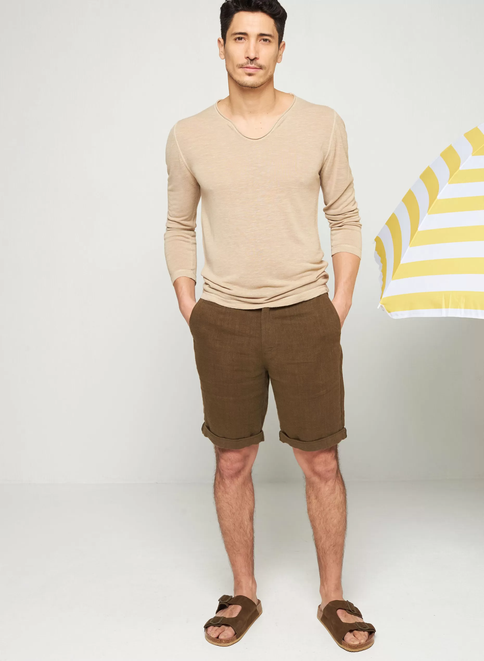 Maison Montagut Short Casual En Lin - Rodez>Homme Shorts Et Pantalons