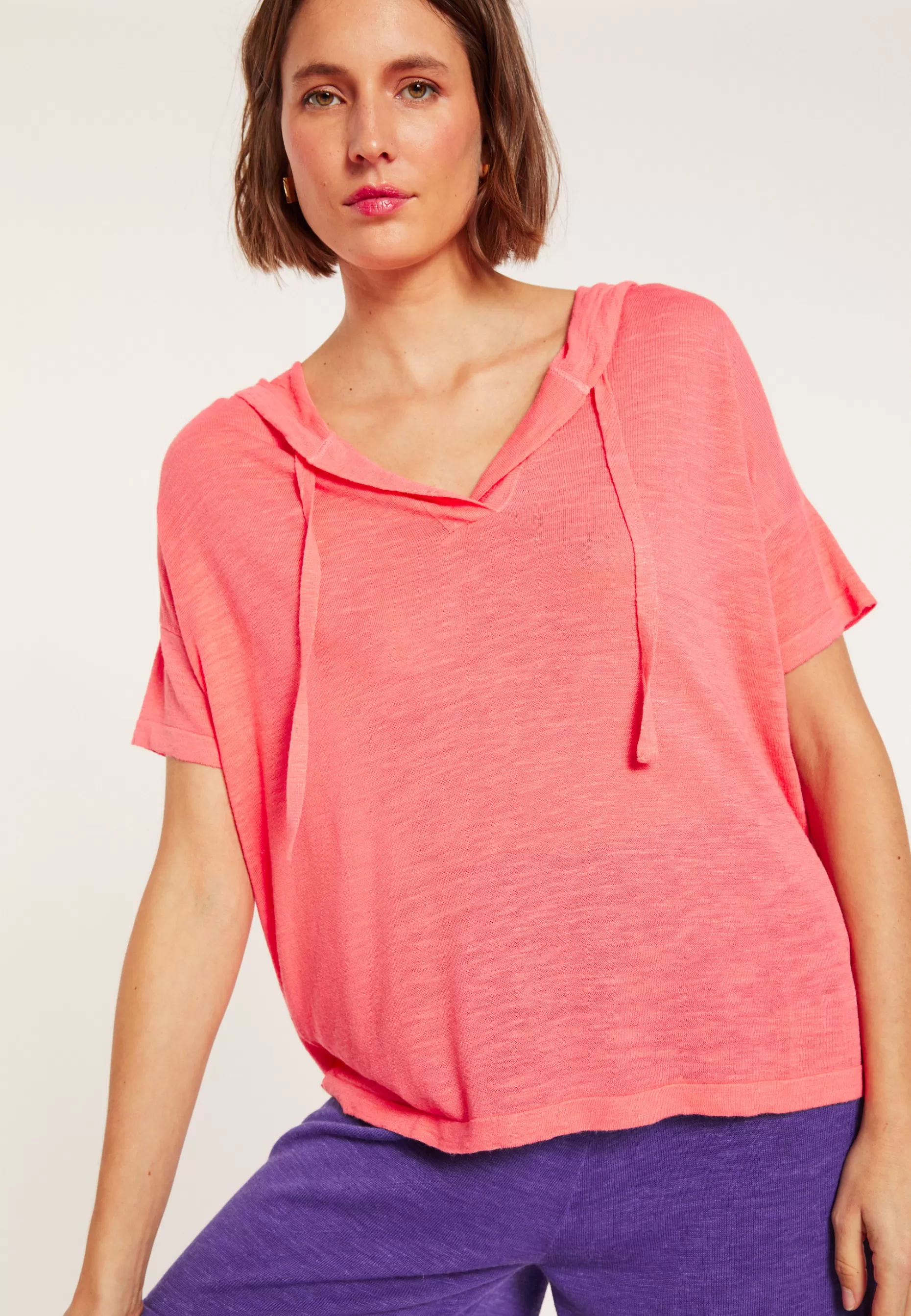 Maison Montagut Sweat A Capuche En Lin Flamme - Pivoine>Femme T-Shirts