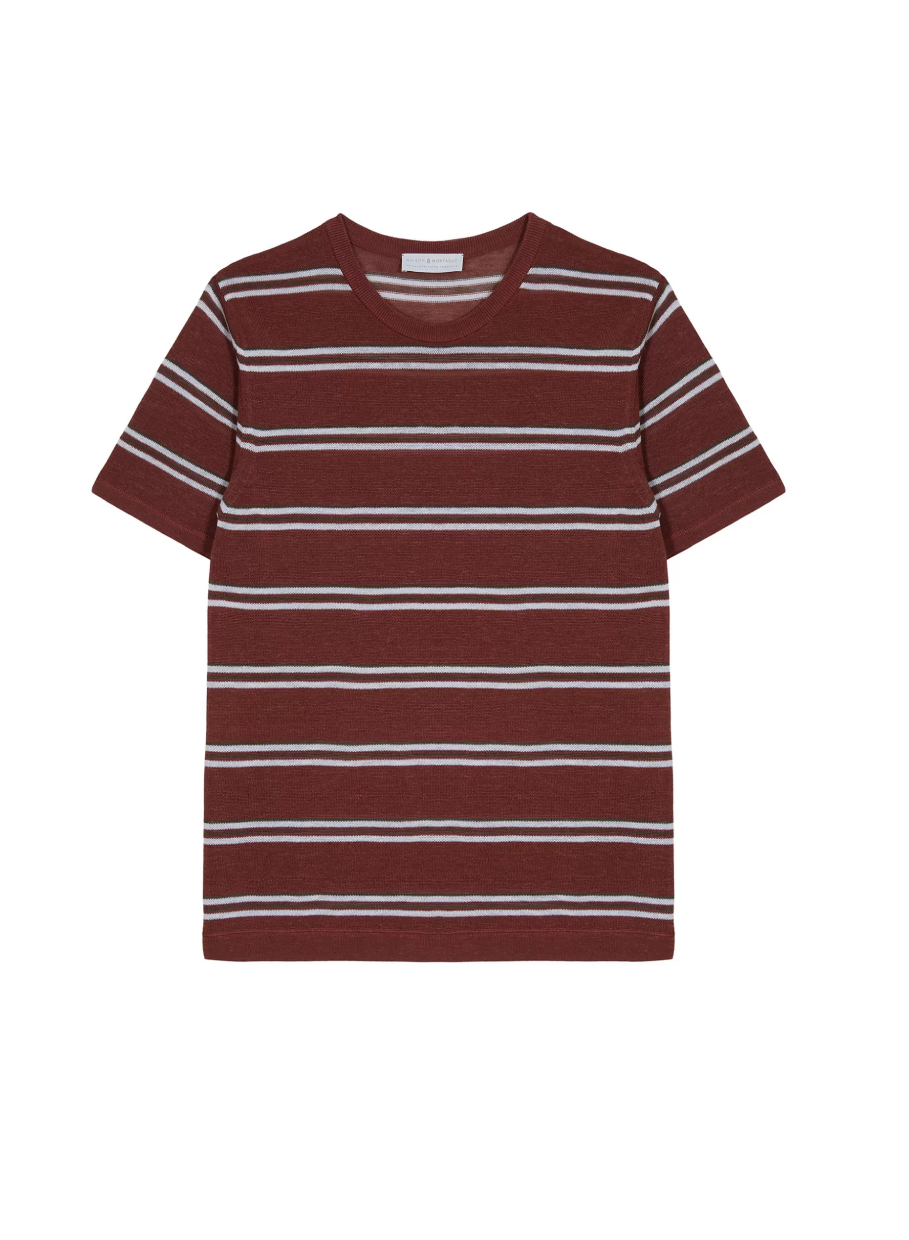 Maison Montagut T-Shirt A Rayures En Lin Flamme - Remi>Homme T-Shirts