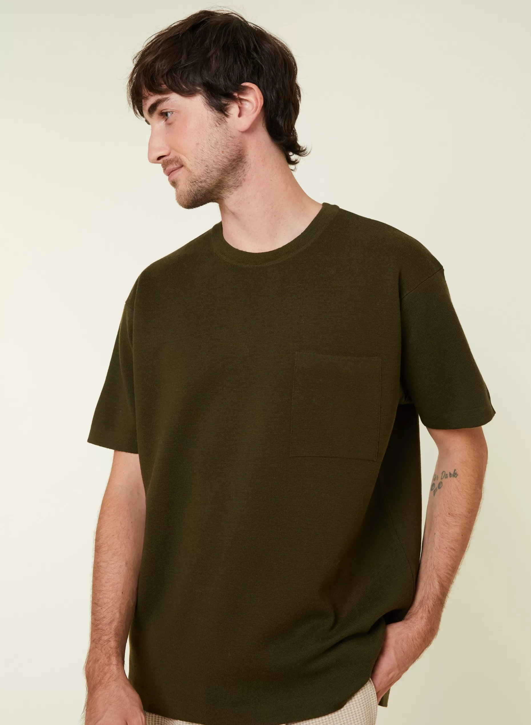 Maison Montagut T-Shirt Ample Avec Poche En Laine Merinos - Florentin>Homme T-Shirts