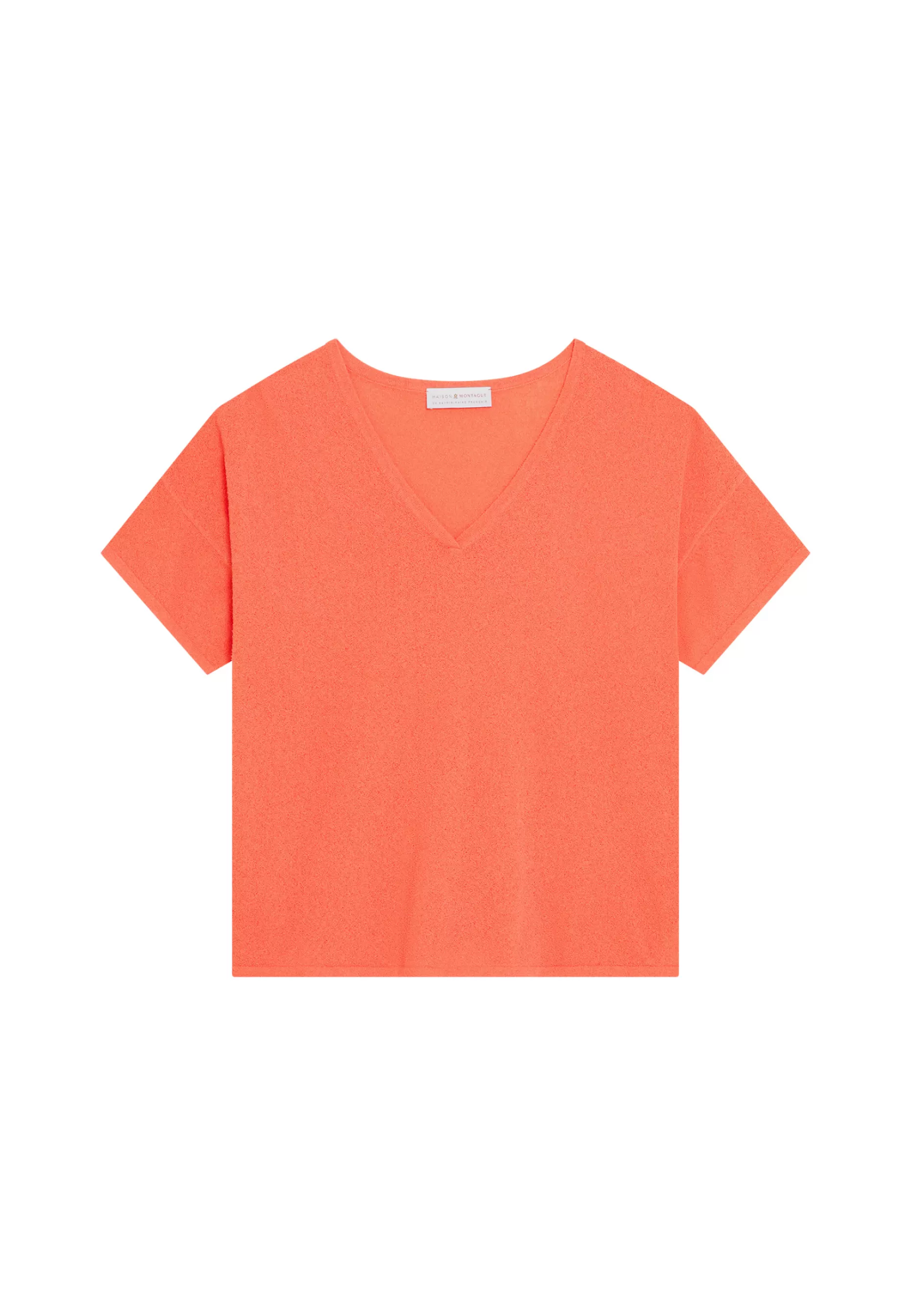 Maison Montagut T-Shirt Ample Col V En Coton Brosse - Maden>Femme T-Shirts