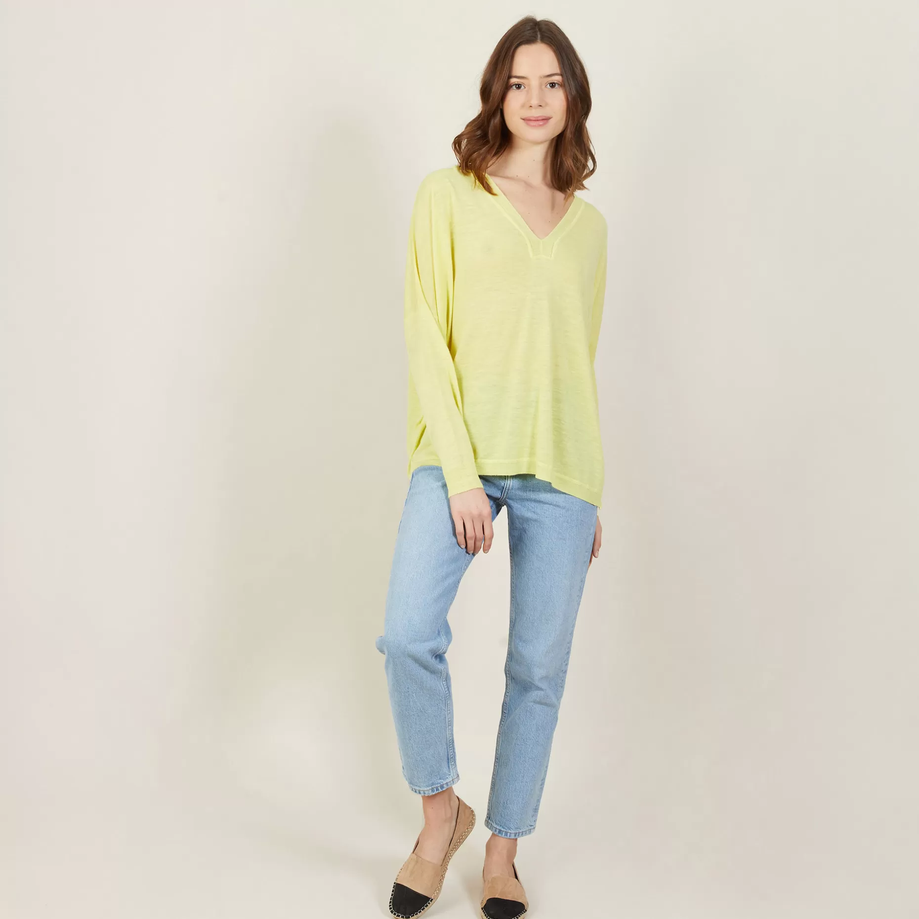 Maison Montagut T-Shirt Ample Col V En Lin Flamme - Beja>Femme T-Shirts