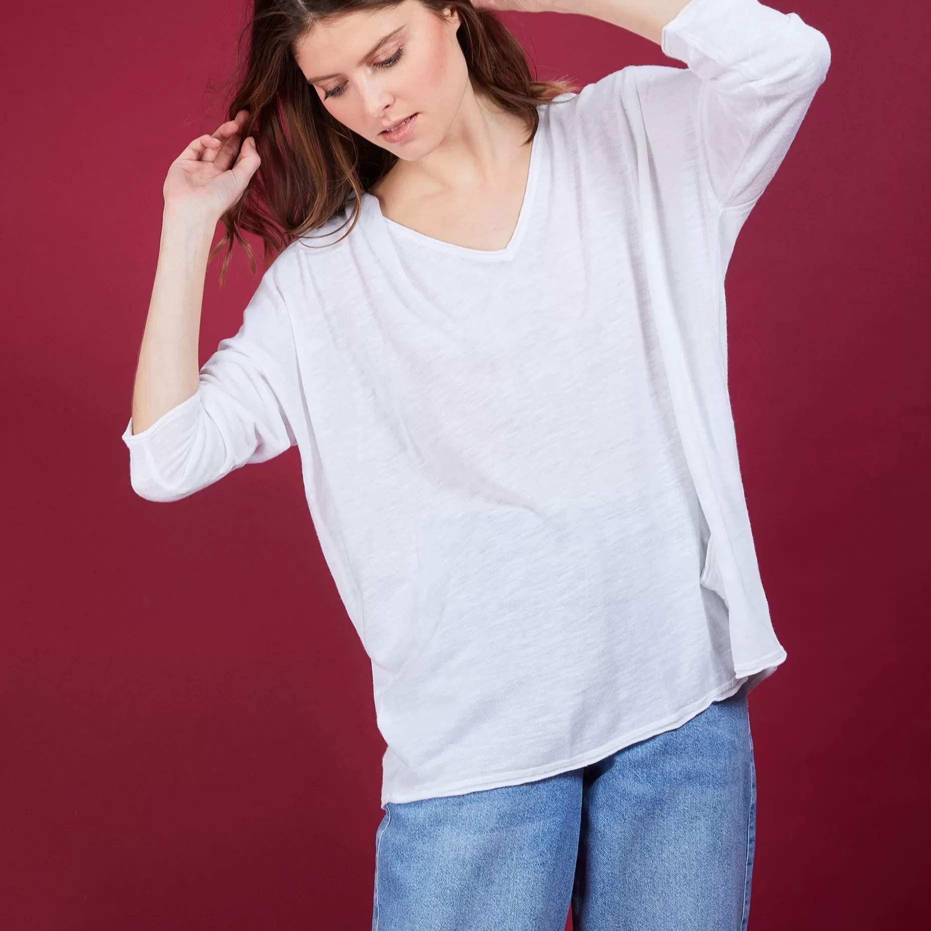 Maison Montagut T-Shirt Ample En Lin Flamme - Balou>Femme T-Shirts