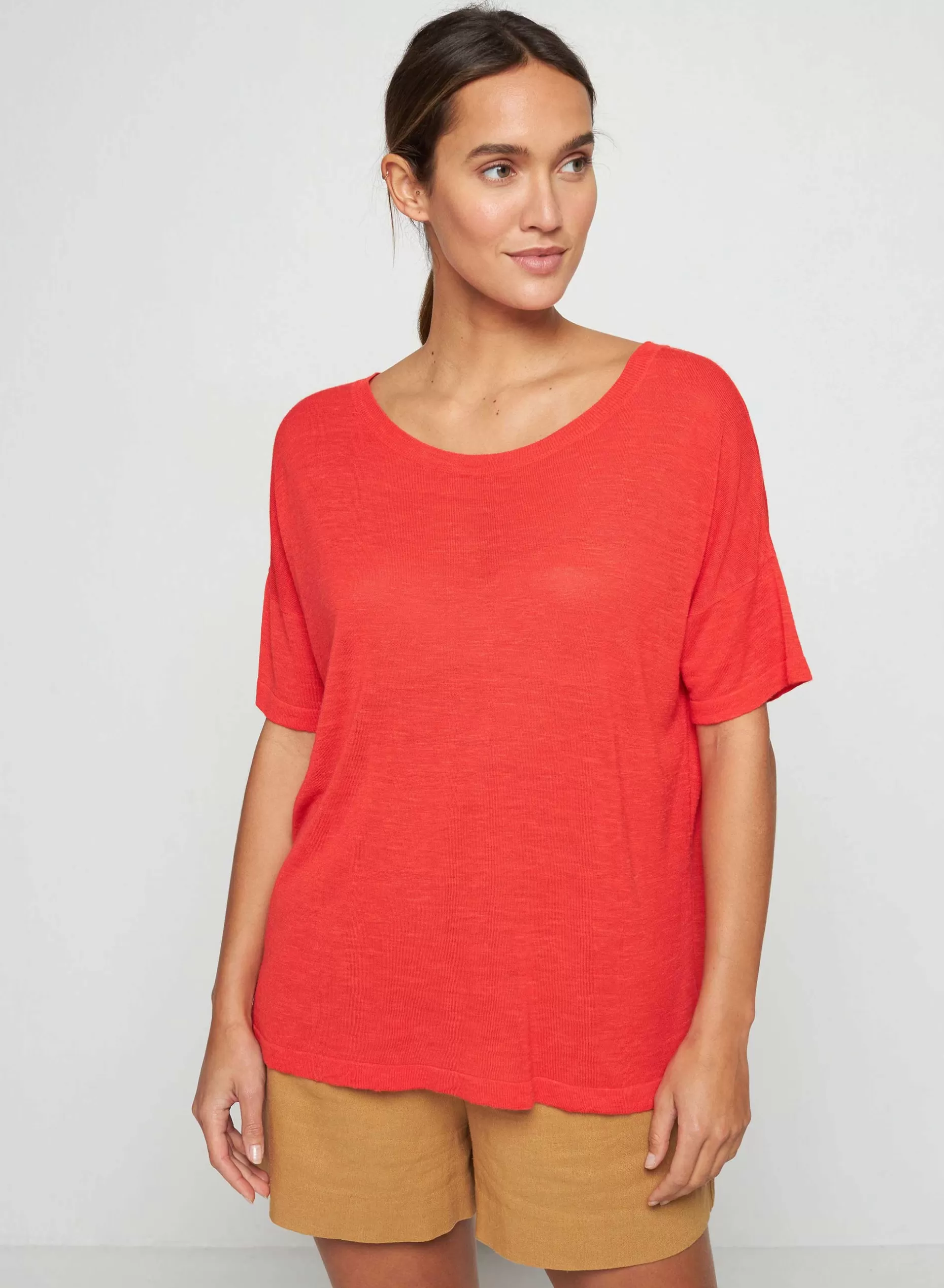 Maison Montagut T-Shirt Boutonne En Lin Flamme - Tally>Femme T-Shirts