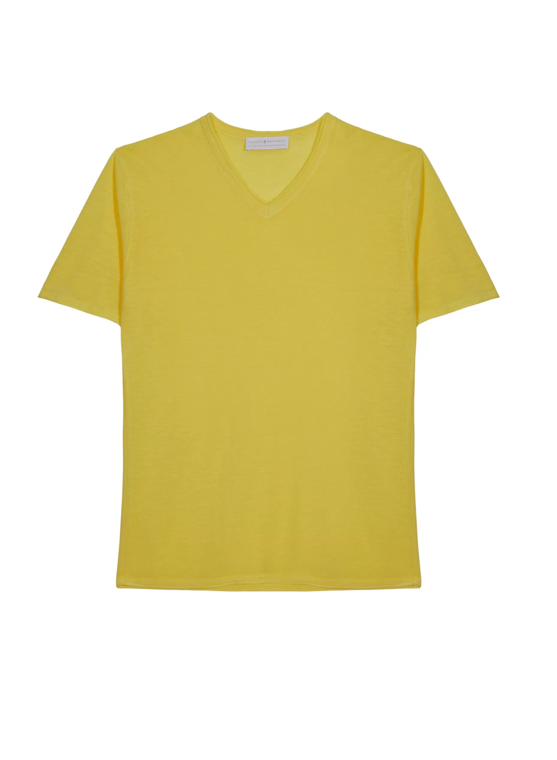 Maison Montagut T-Shirt Col V En Lin Flamme - Reuben>Homme T-Shirts